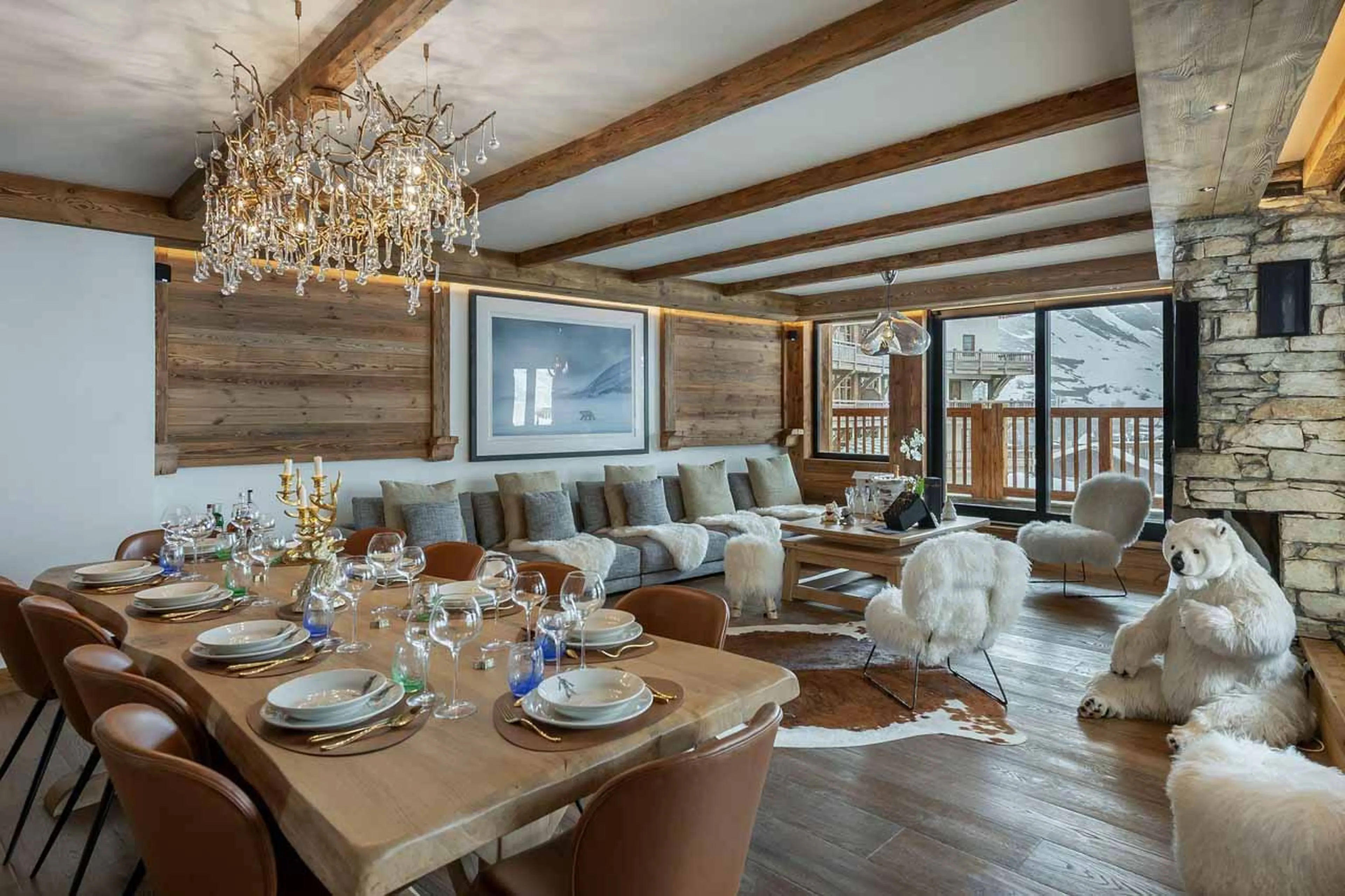 Living area overview at Apartment La Face 1 in Val d'Isere