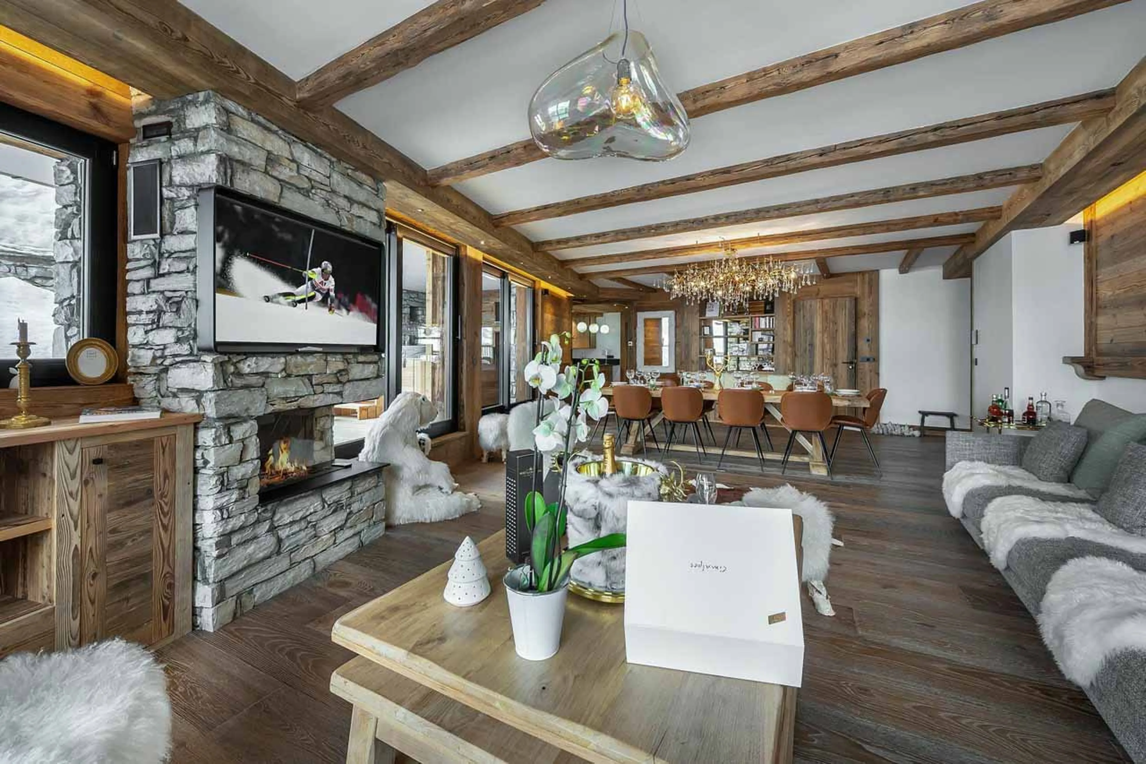 Living area at Apartment La Face 1 in Val d'Isere