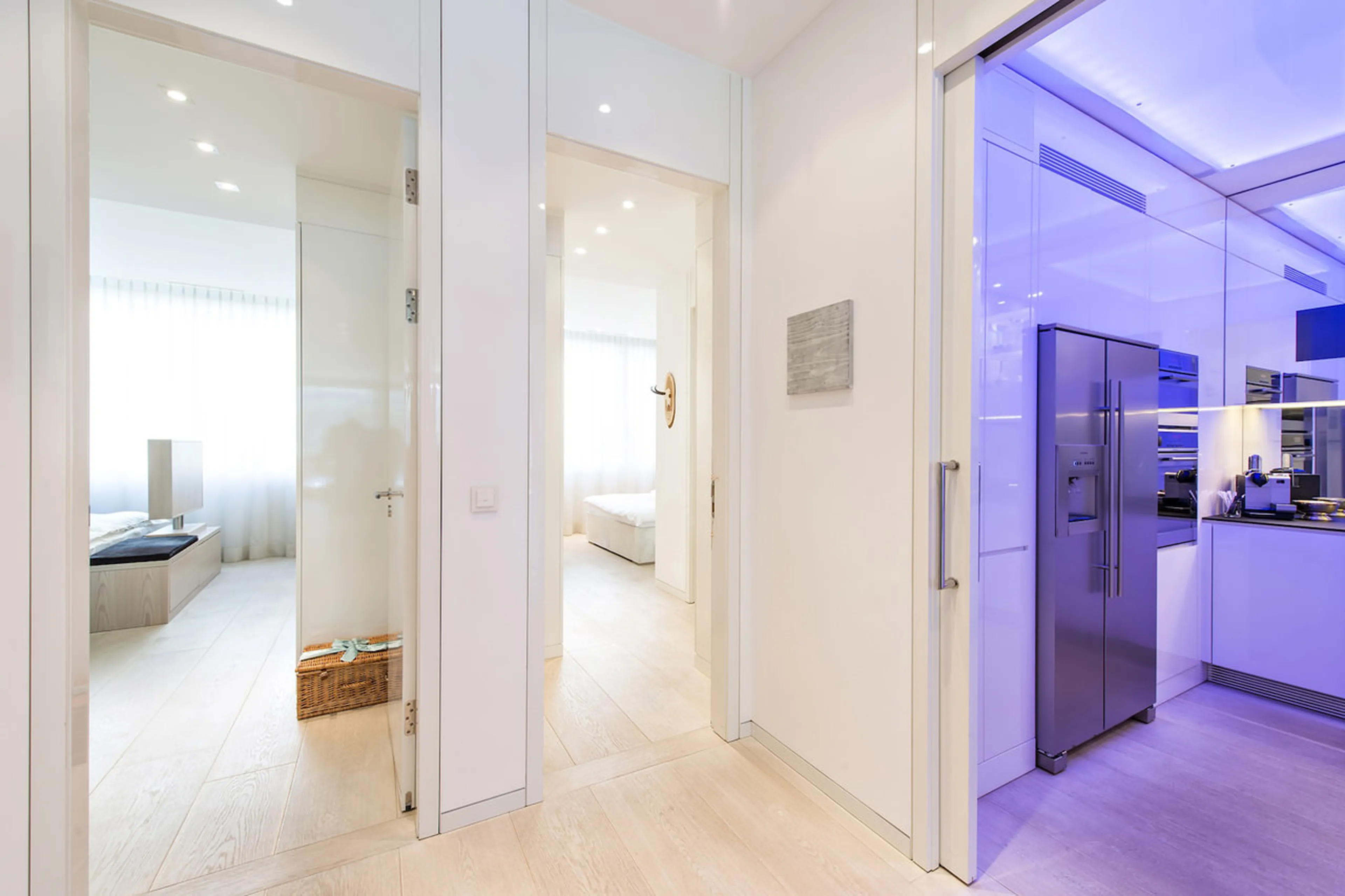 Kitchen and bedrooms in Apartment Lakeside in St Moritz