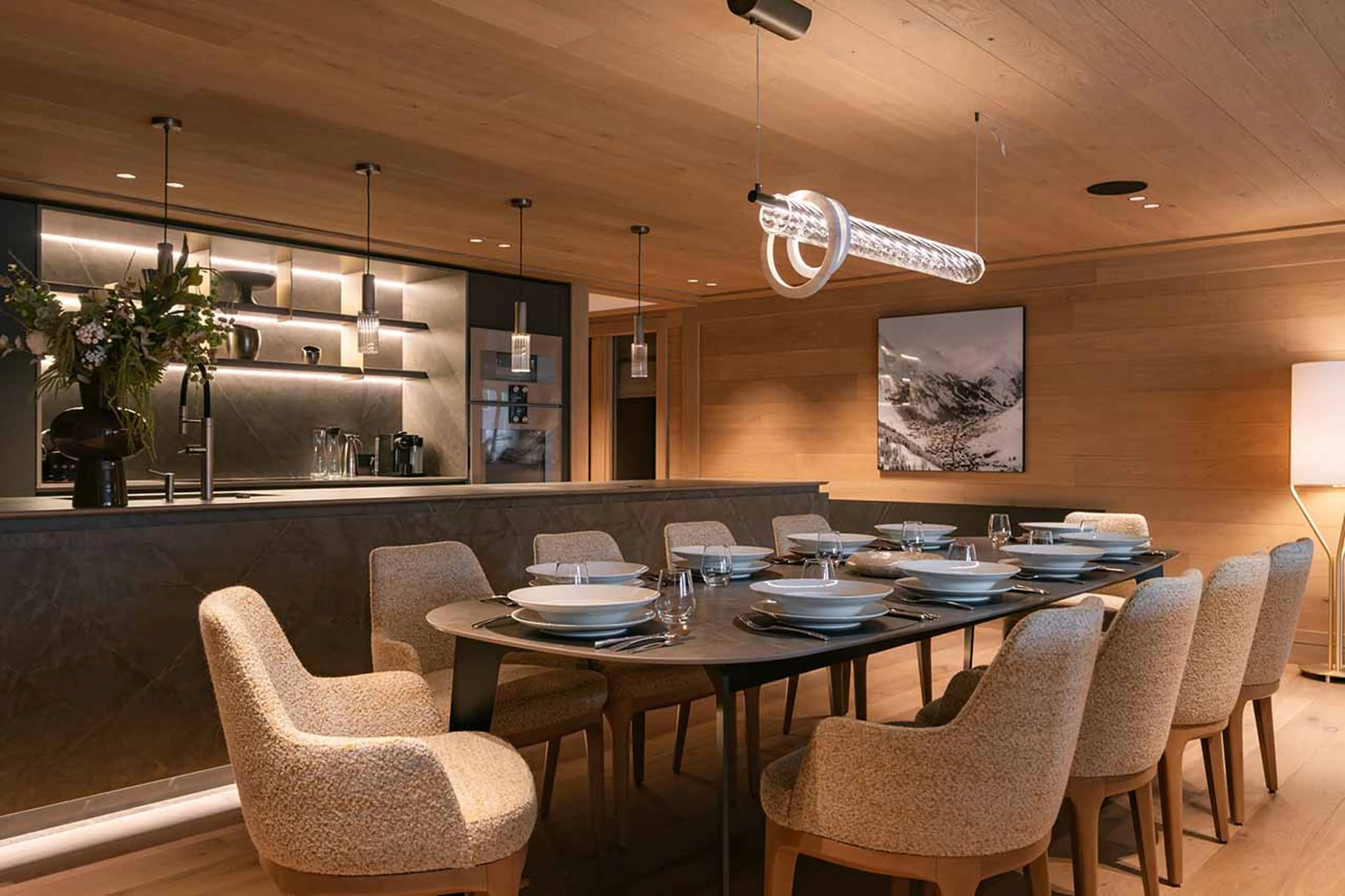 Dining table at Apartment Le Parc Marceau in Val d'Isere