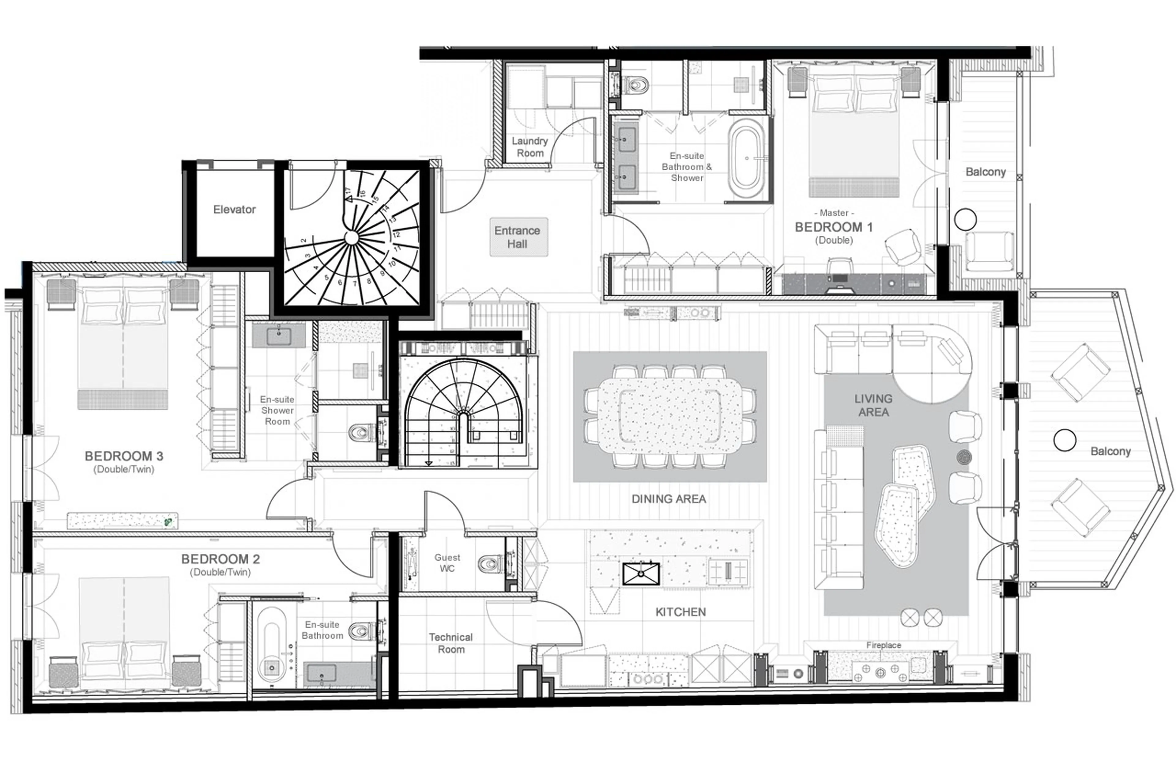 Lower level floor plan of Apartment Pistini in Val d'Isere