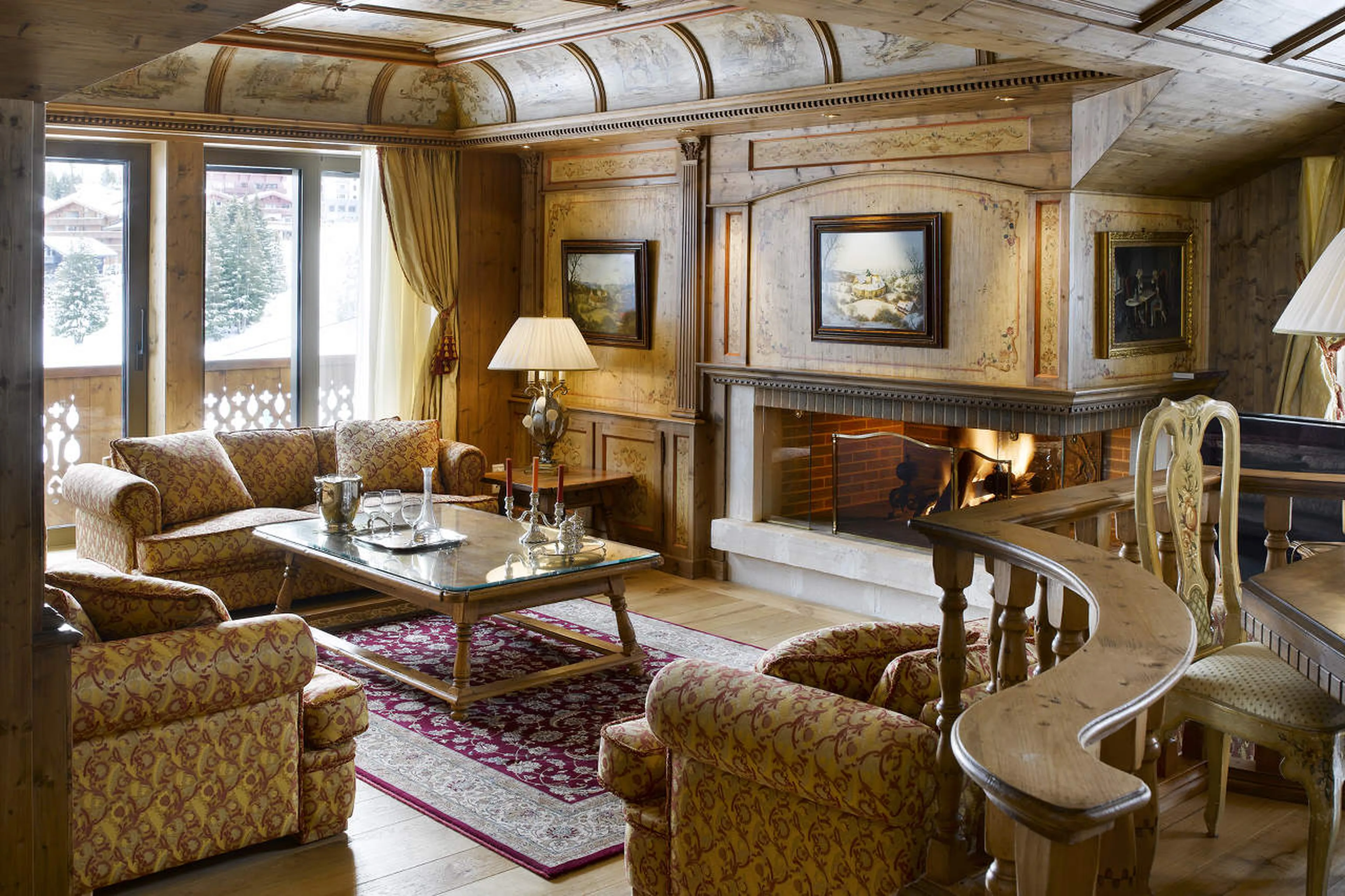 Living area with balcony access in Apartment Le Sommet in Courchevel 1850