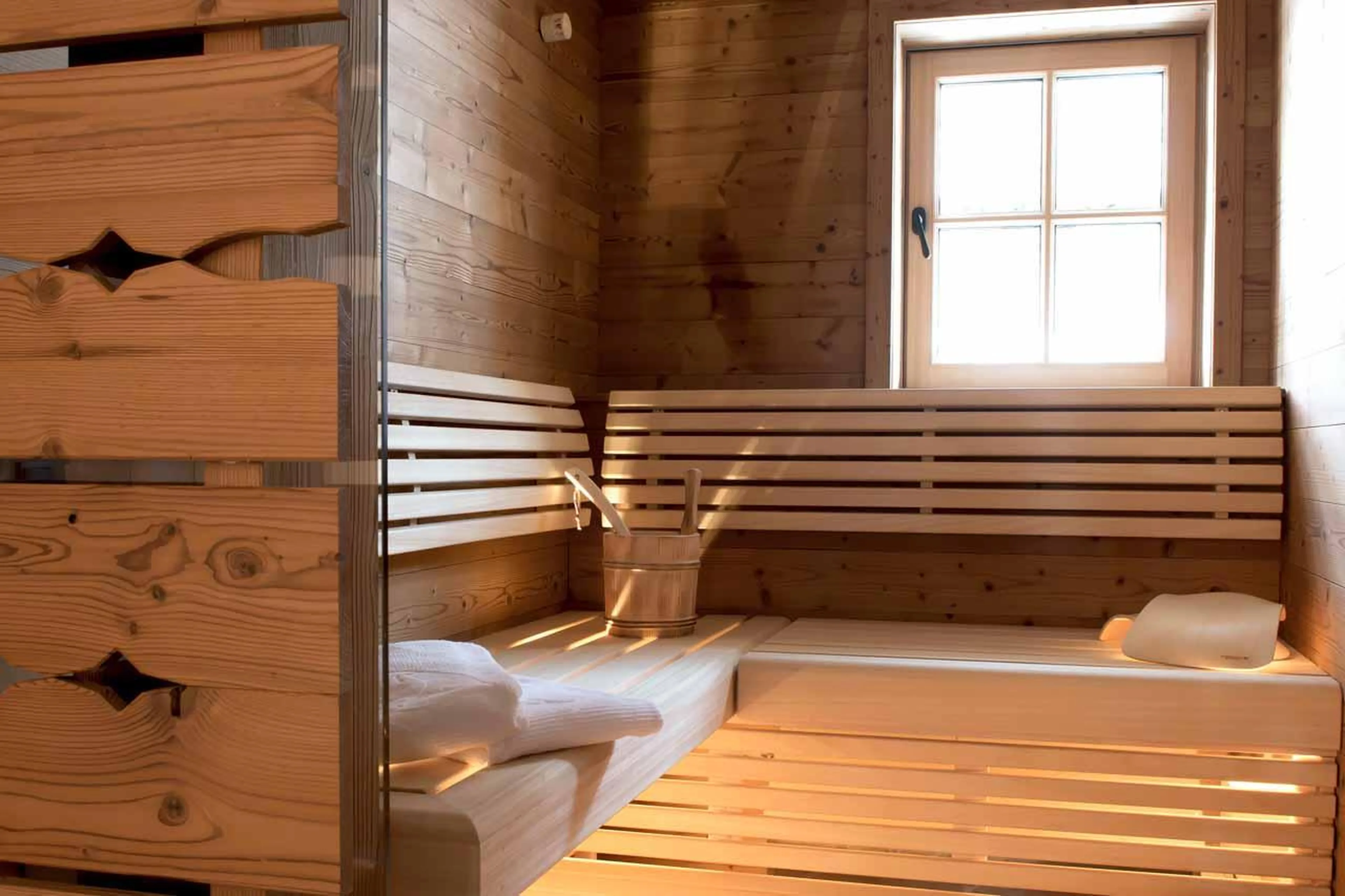 Sauna was tiered seating in Apartment Lech I, Lech