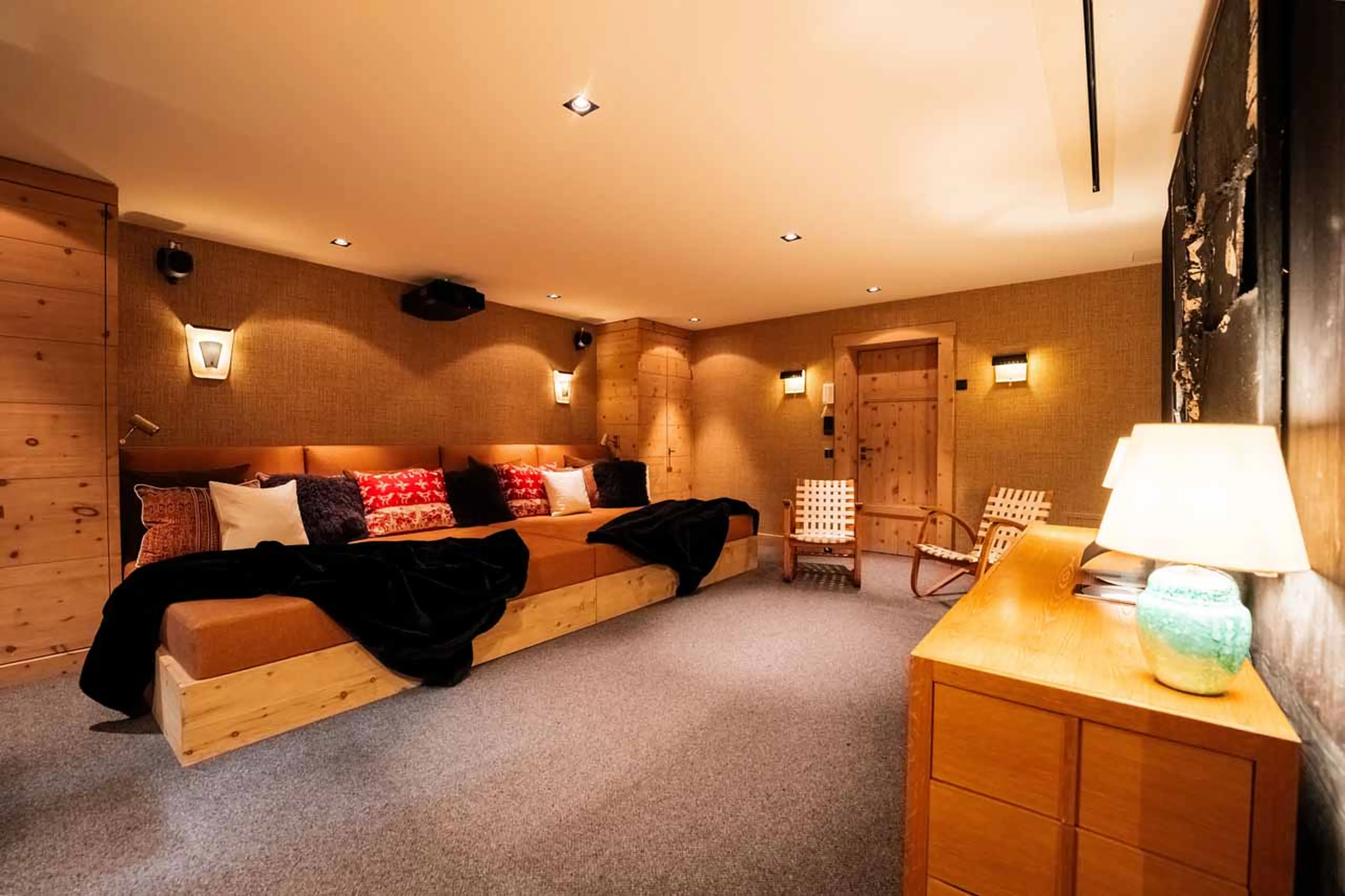 Cinema room seating at Apartment Luna in Gstaad