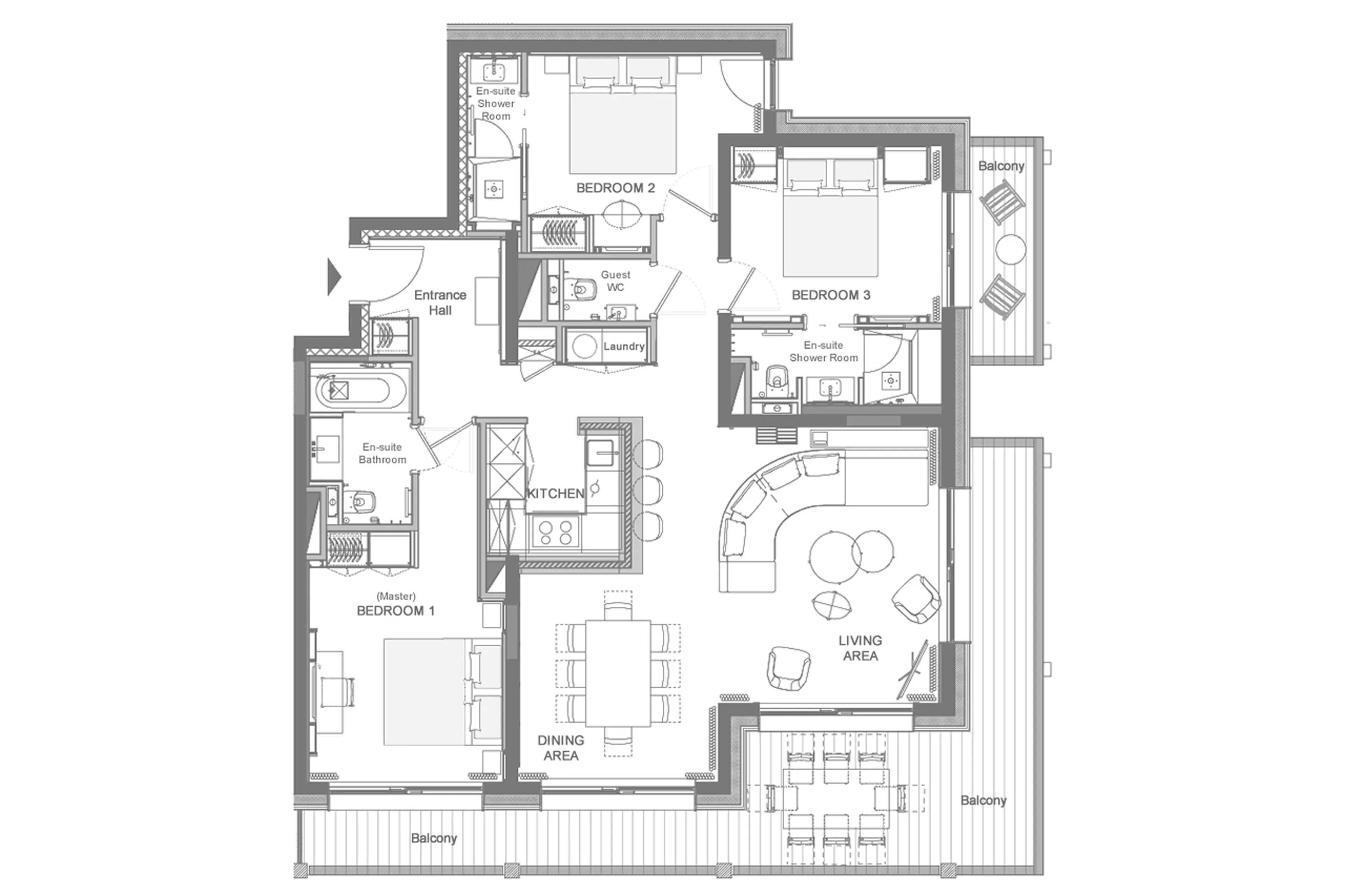 Main level floor plan of Apartment Antares Mira 202 in Meribel