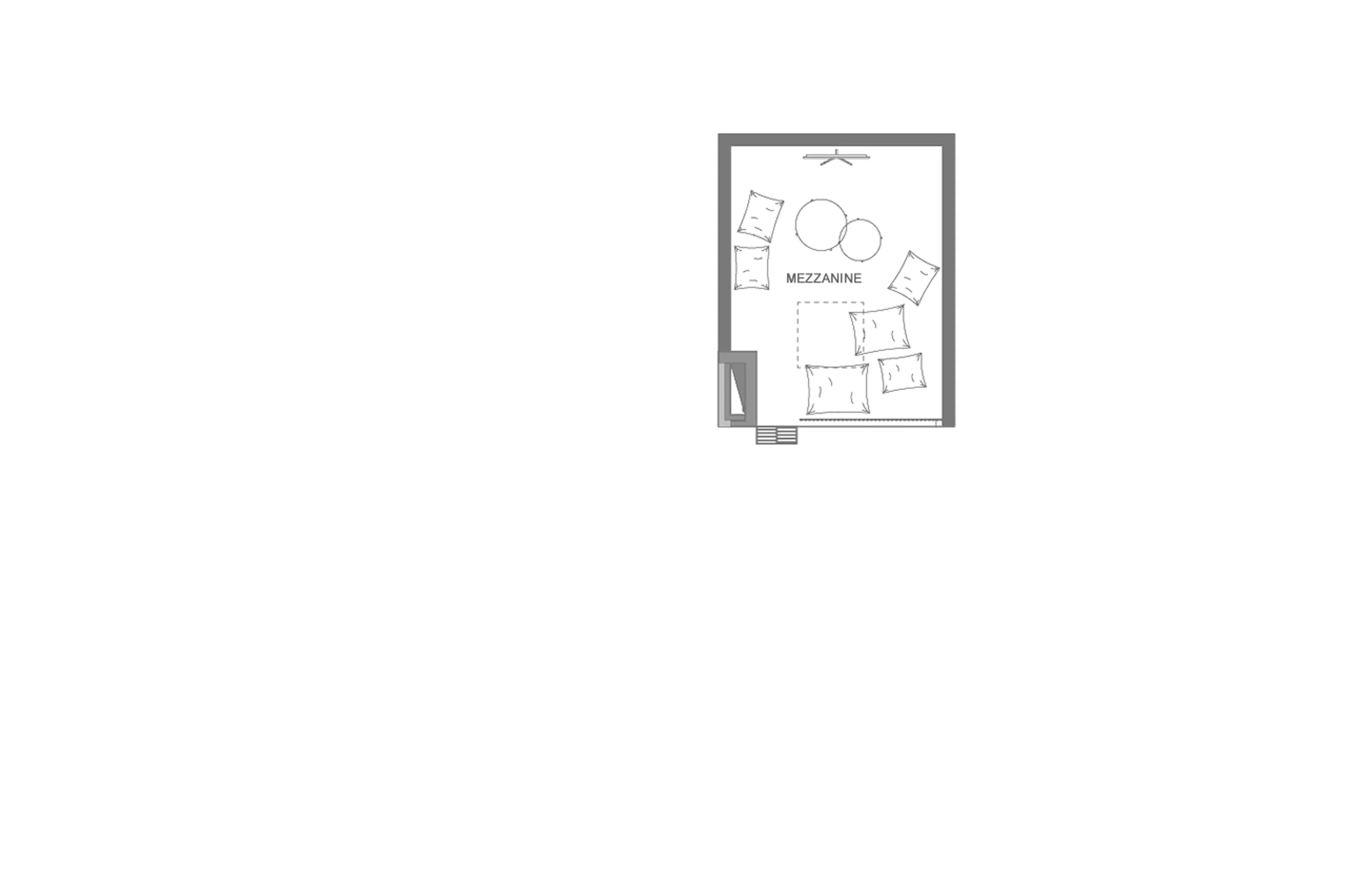 Mezzanine level floor plan of Apartment Antares Mira 202 in Meribel