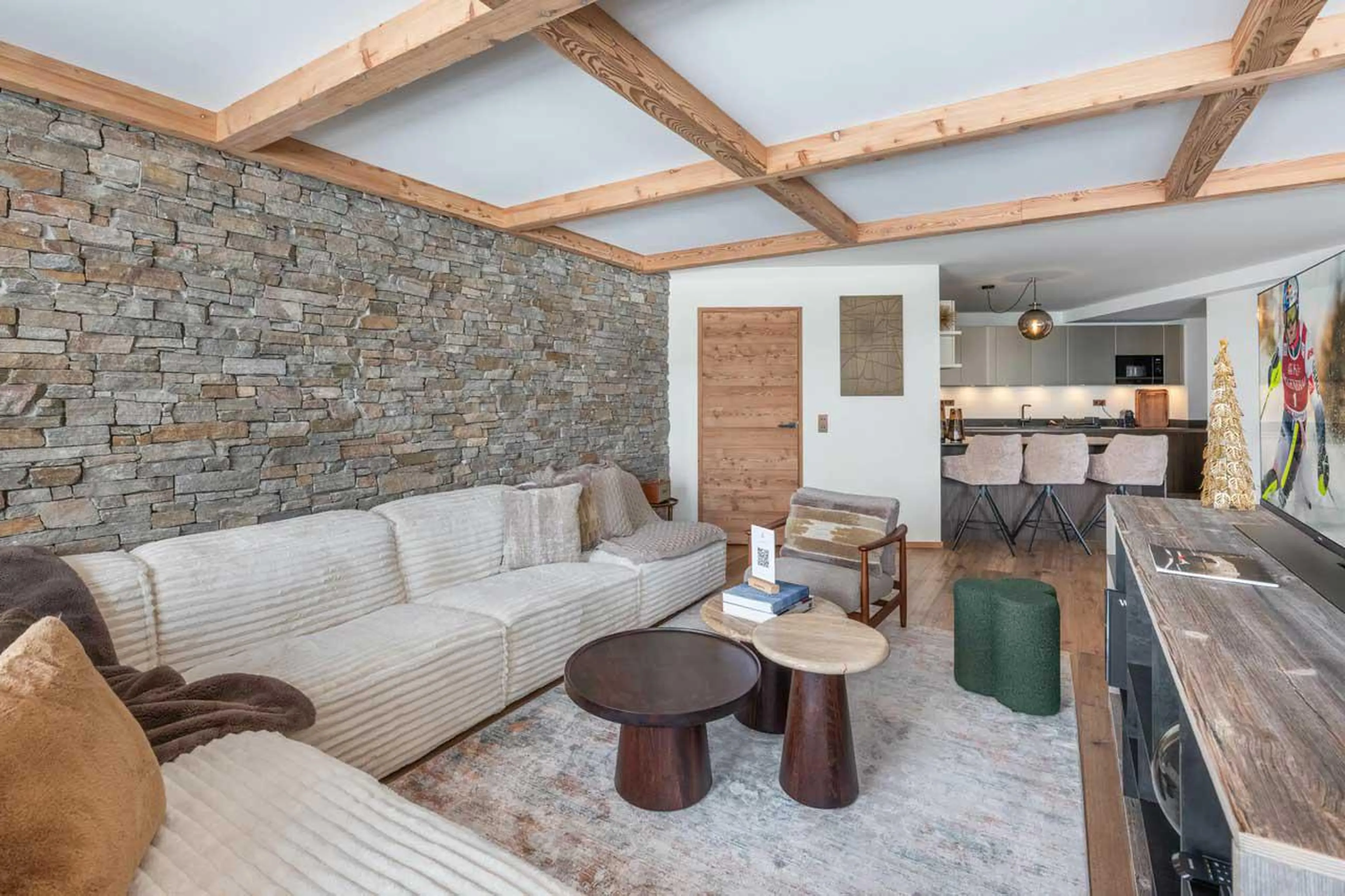 Comfortable sofas in living area of Apartment Mistero in Courchevel 1850