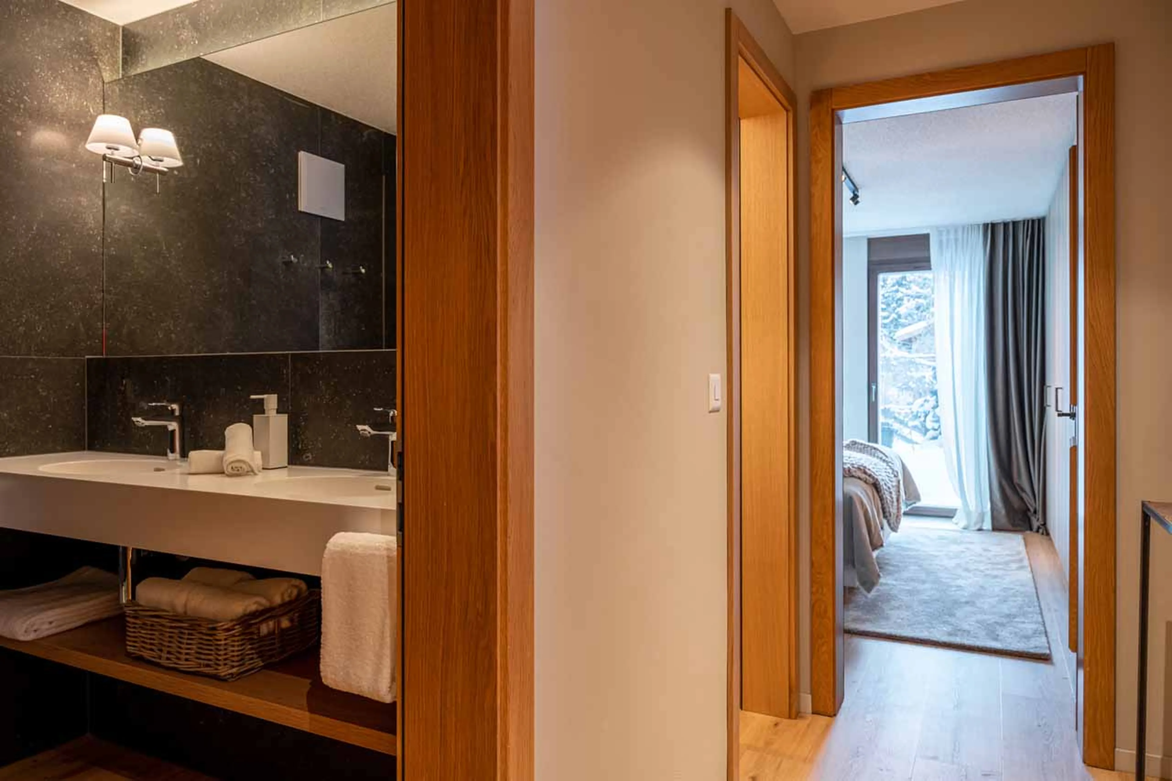 Bedroom three shared shower room atApartment Nabucco in Zermatt