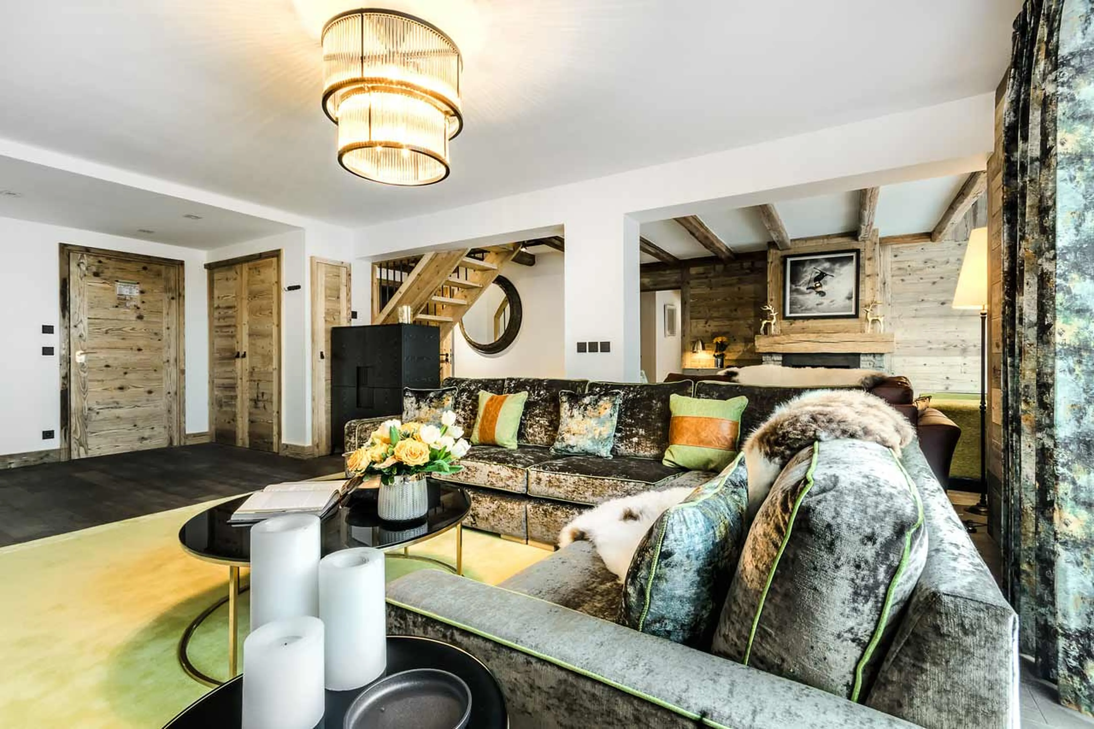 Open plan living area in Apartment No 200 in Courchevel 1850