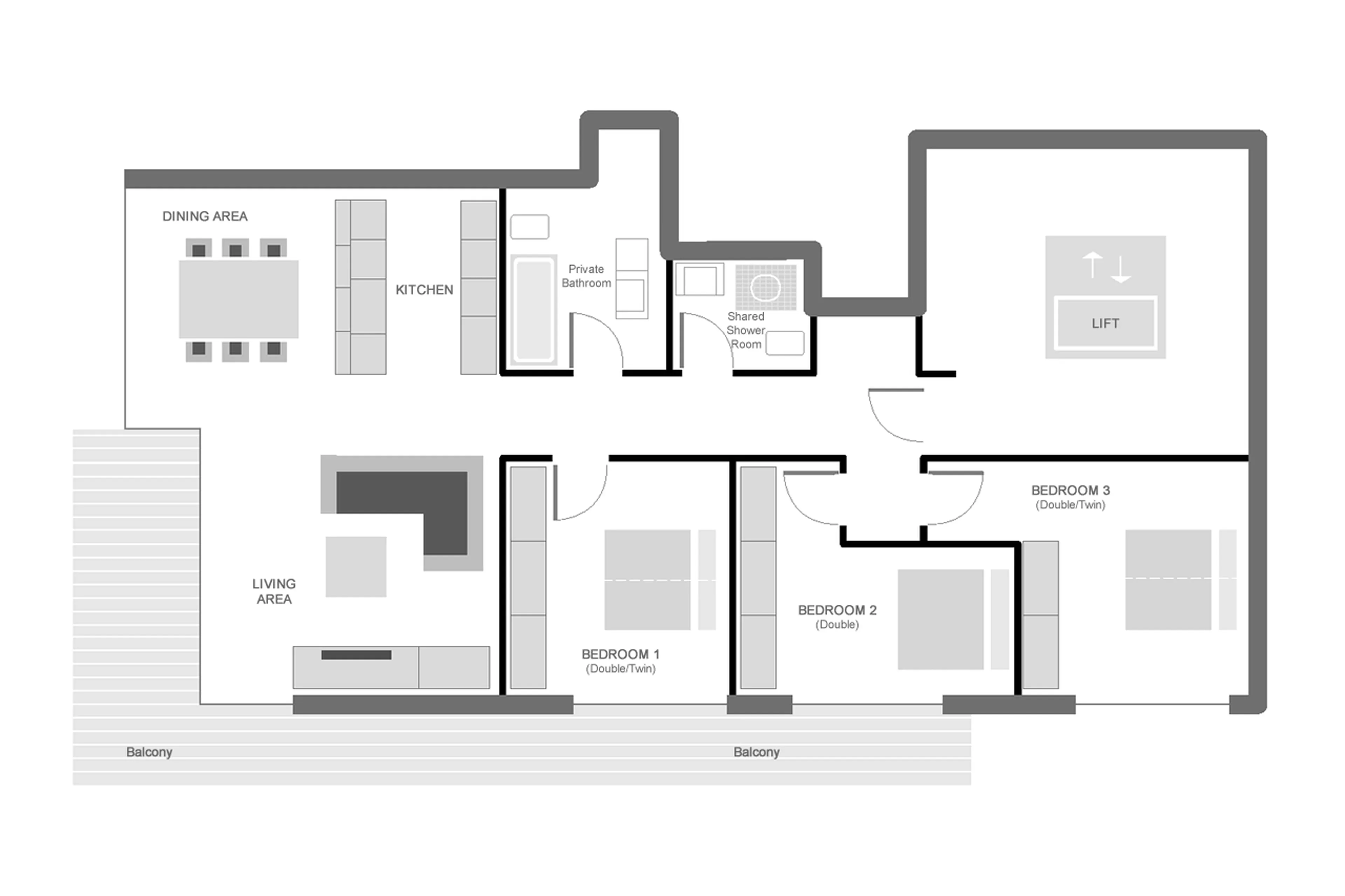 Floor plan of Apartment Petit in Zermatt