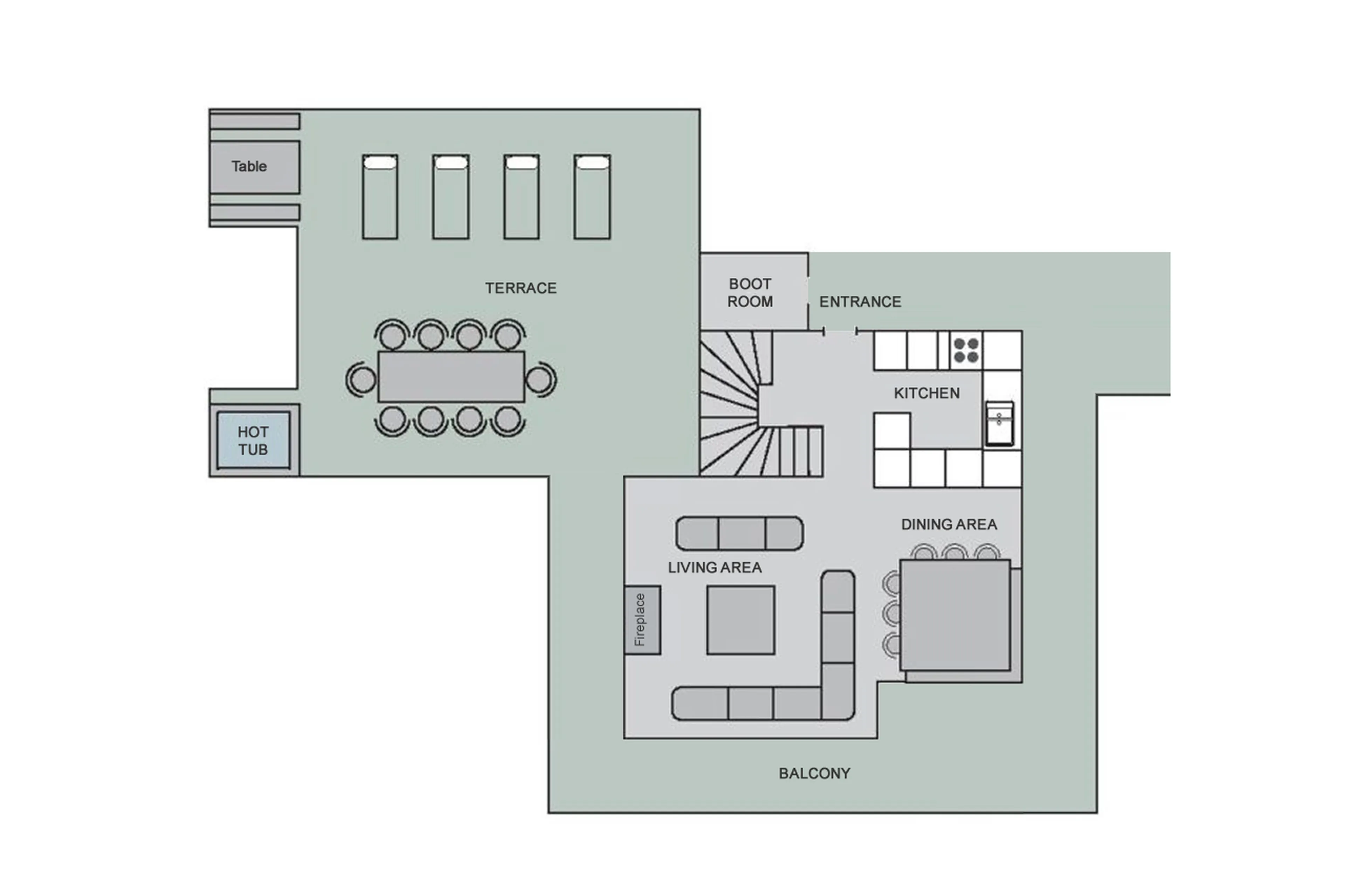 Level 1 floor plan of Chalet Pierre Avoi in Verbier