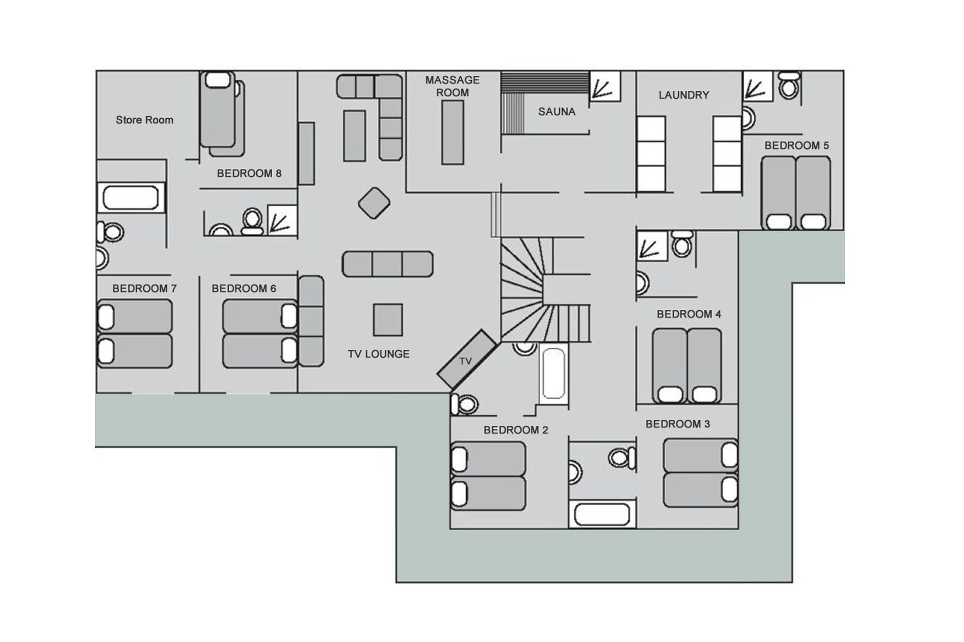 Level 0 floor plan of Chalet Pierre Avoi in Verbier