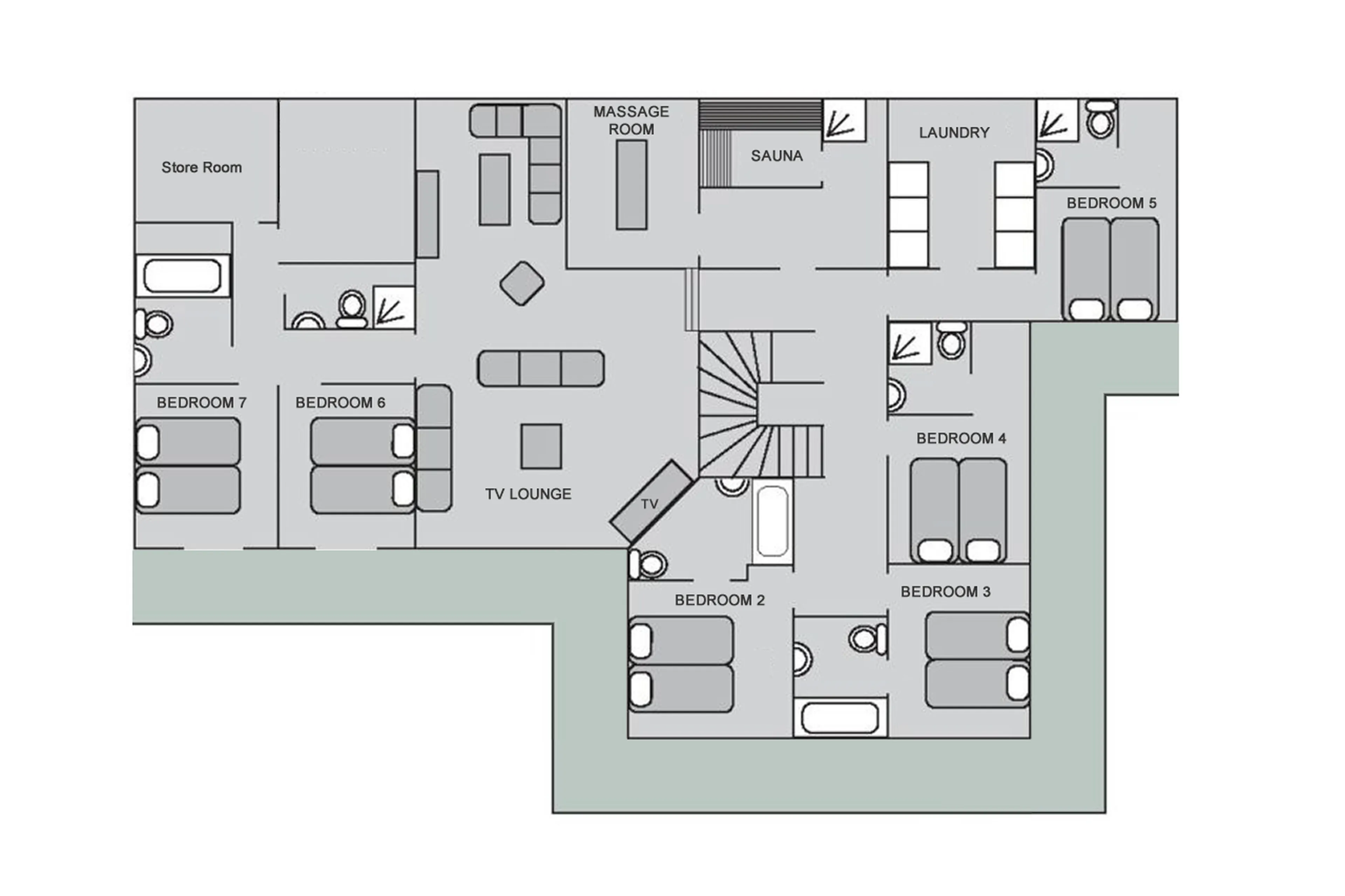 Level 0 floor plan of Chalet Pierre Avoi in Verbier
