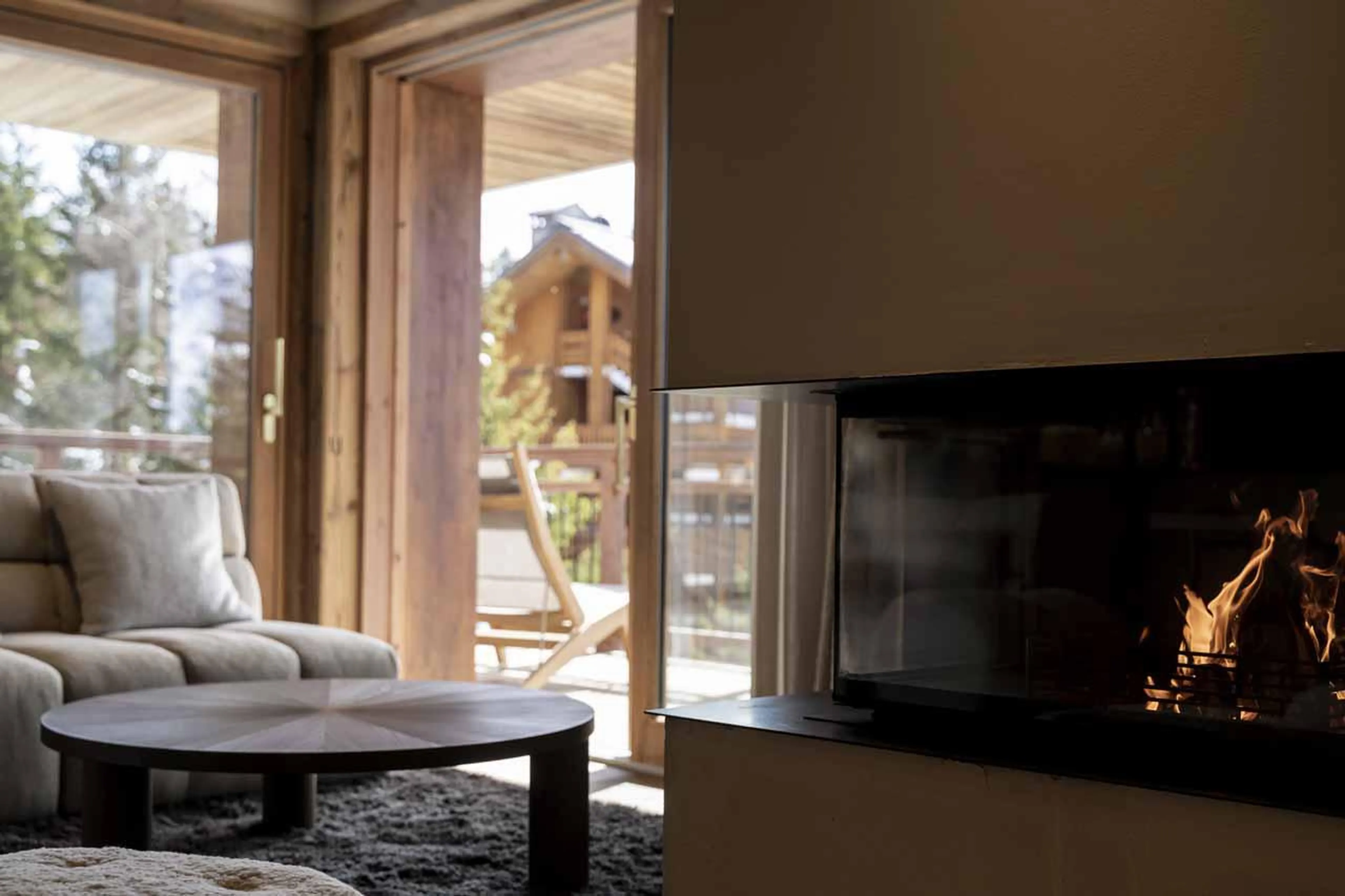 Fireplace at Apartment Portillo in Meribel