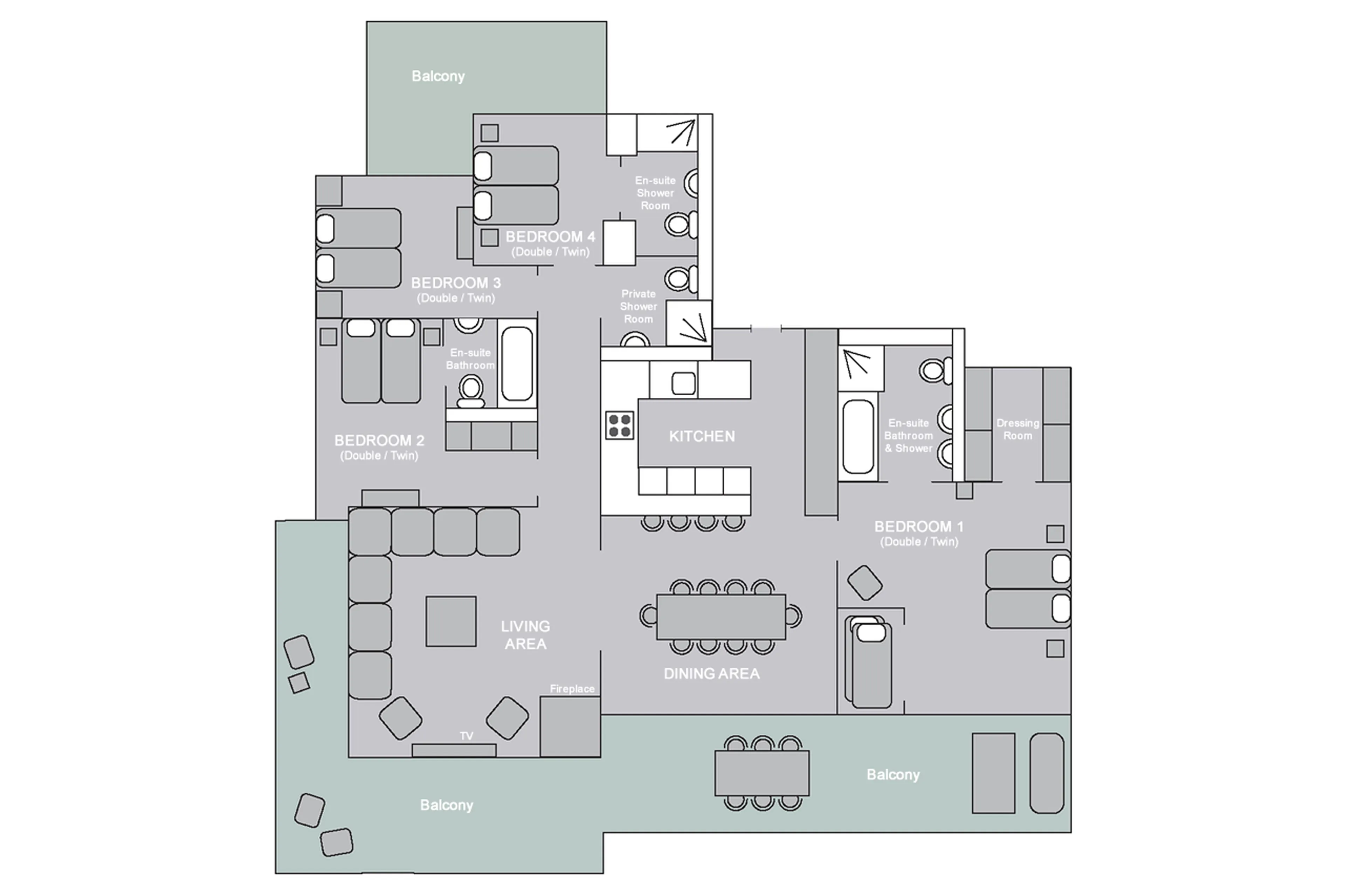 Floor Plan of Apartment Rosalp 4