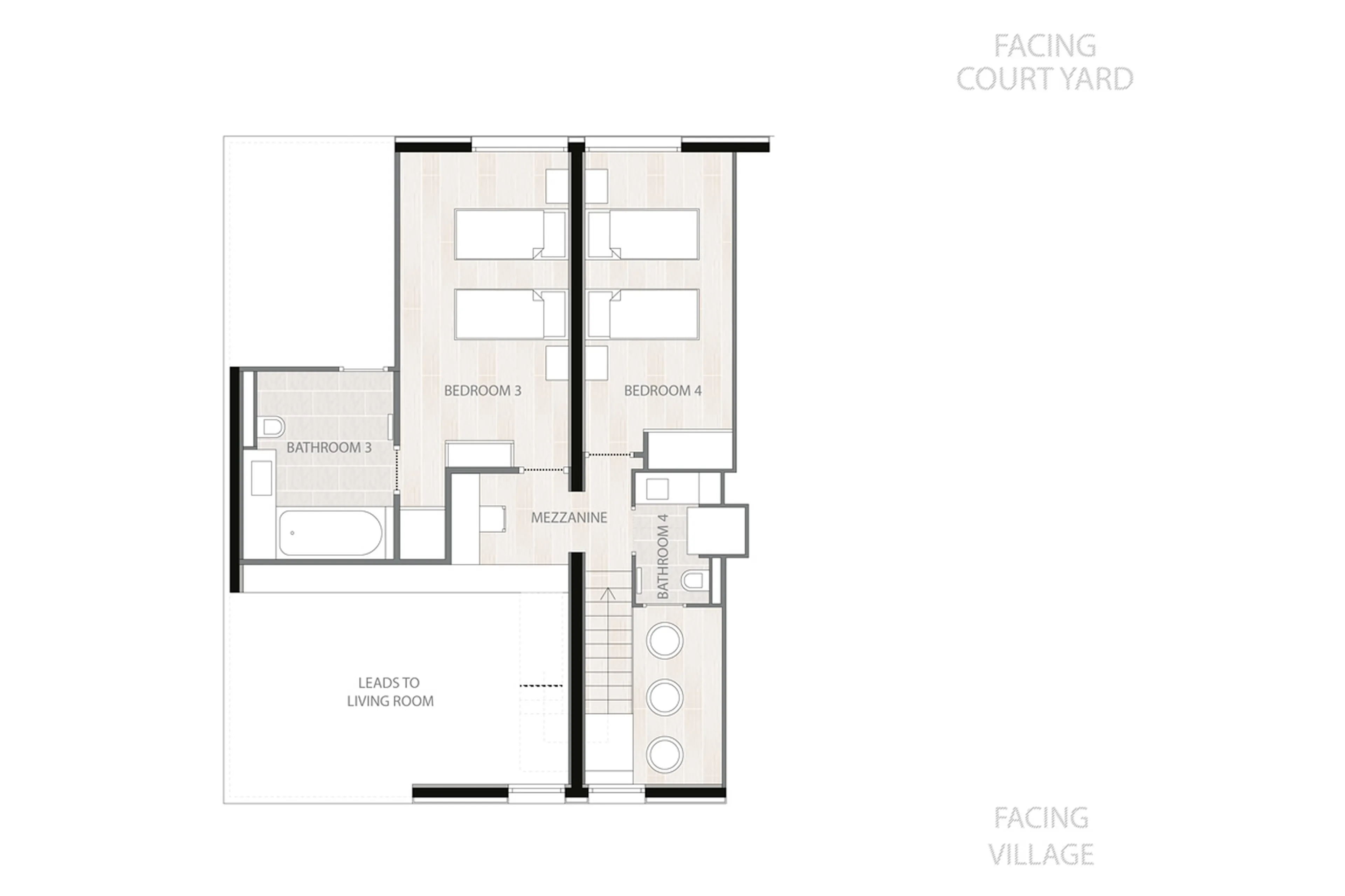 Upper level floor plan of Apartment Ruby in Courchevel 1850
