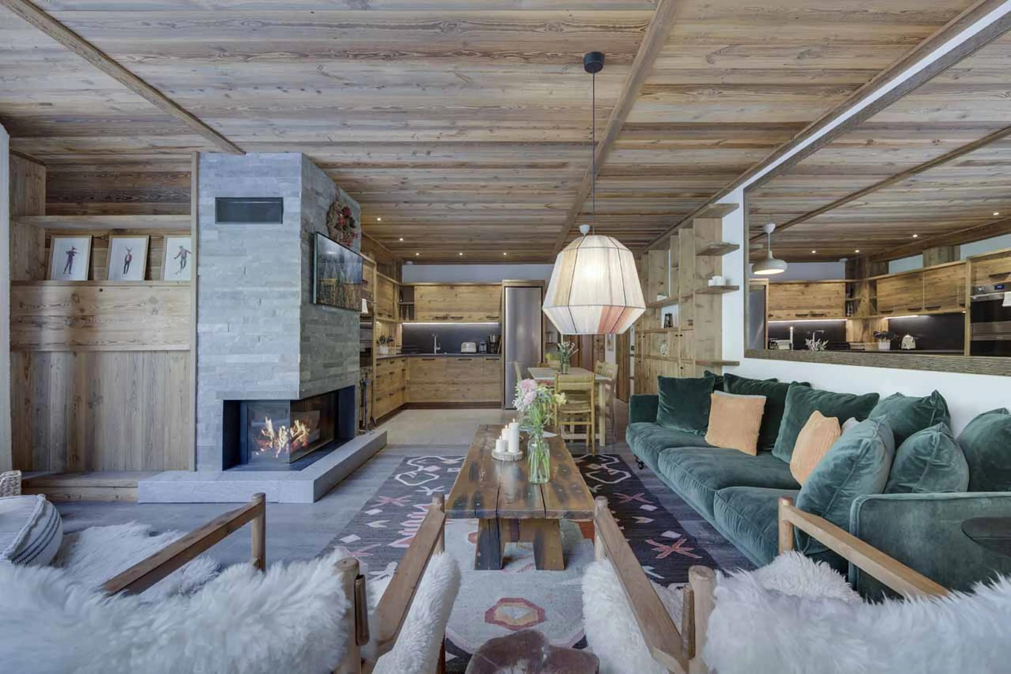 Living area fireplace at Apartment Sagewood in Meribel