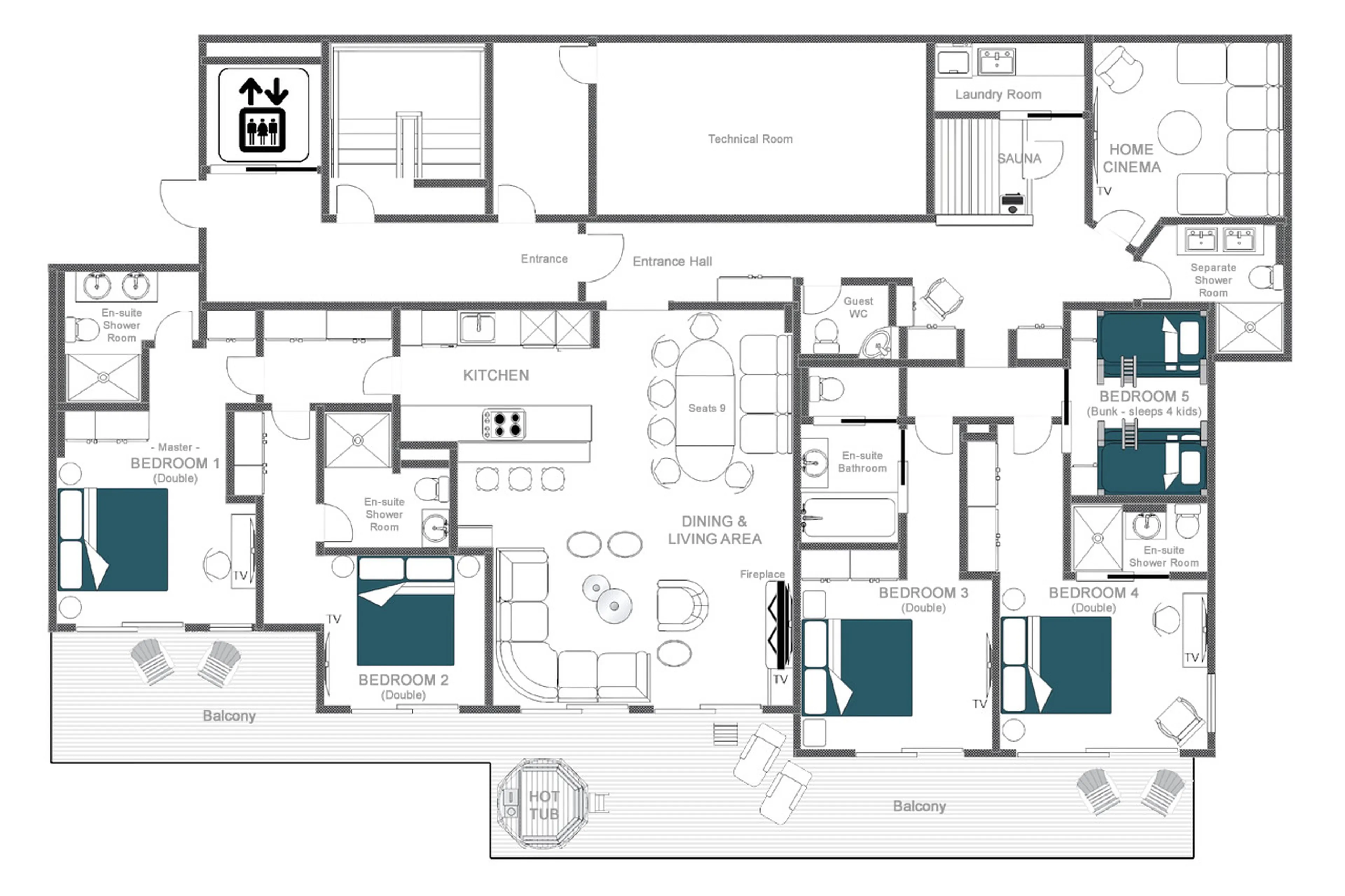 Floor plan for Apartment Serene in Meribel