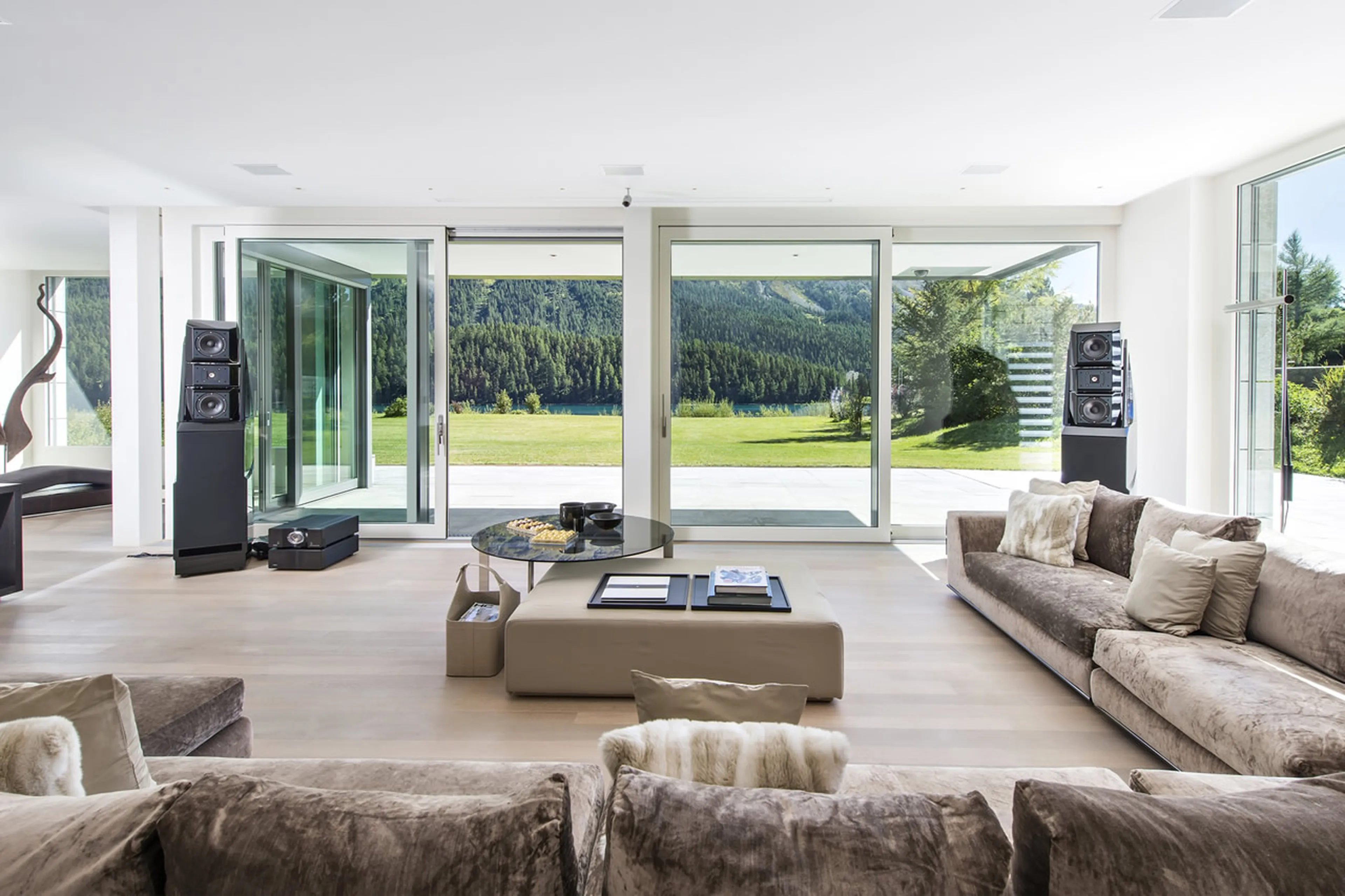 Access to terrace from living area of The Loft in St Moritz