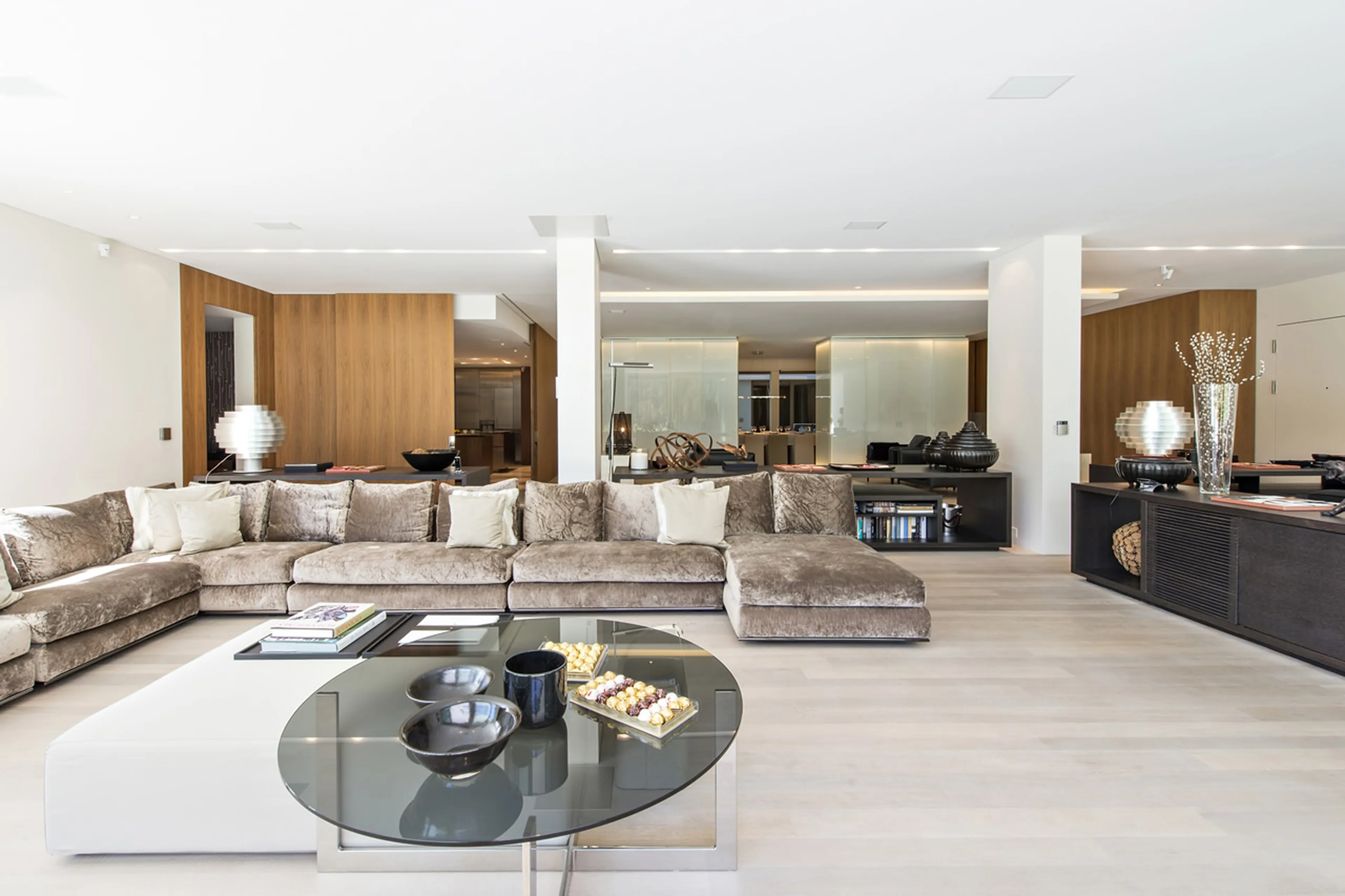 Coffee tables in living room of The Loft in St Moritz