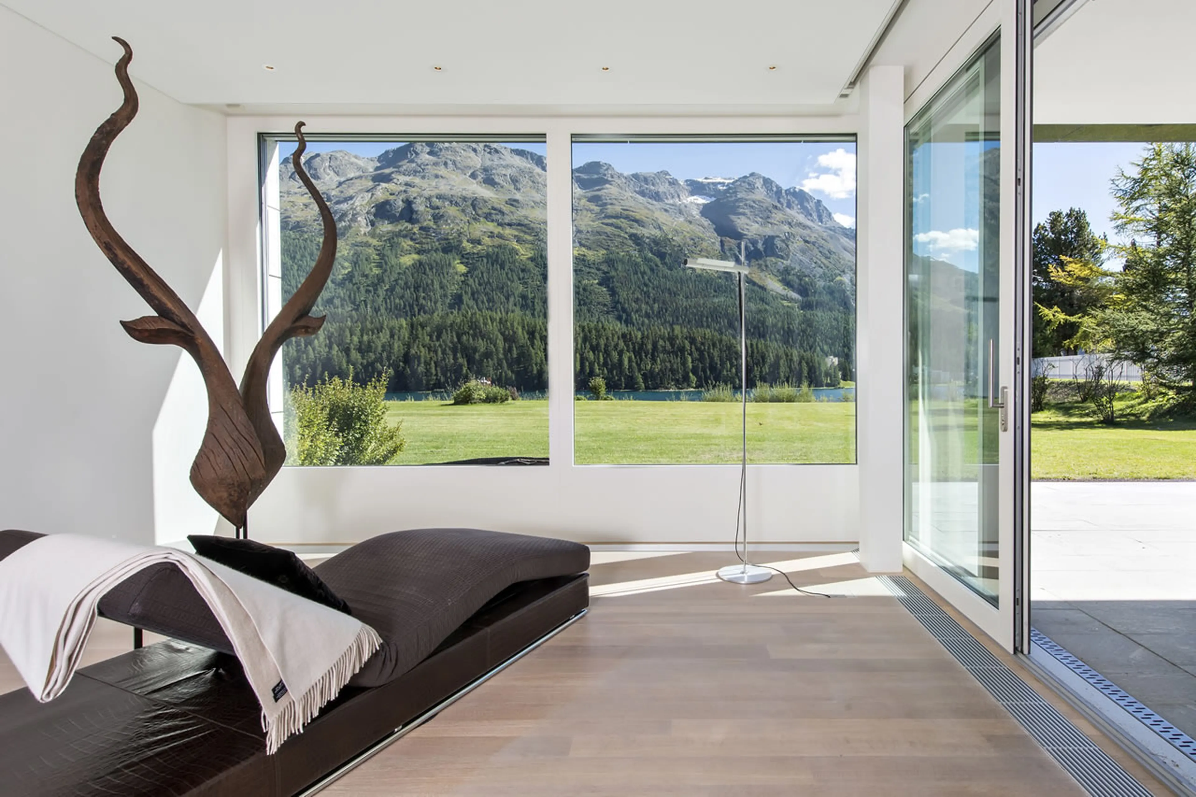 Reading corner in living room of The Loft in St Moritz