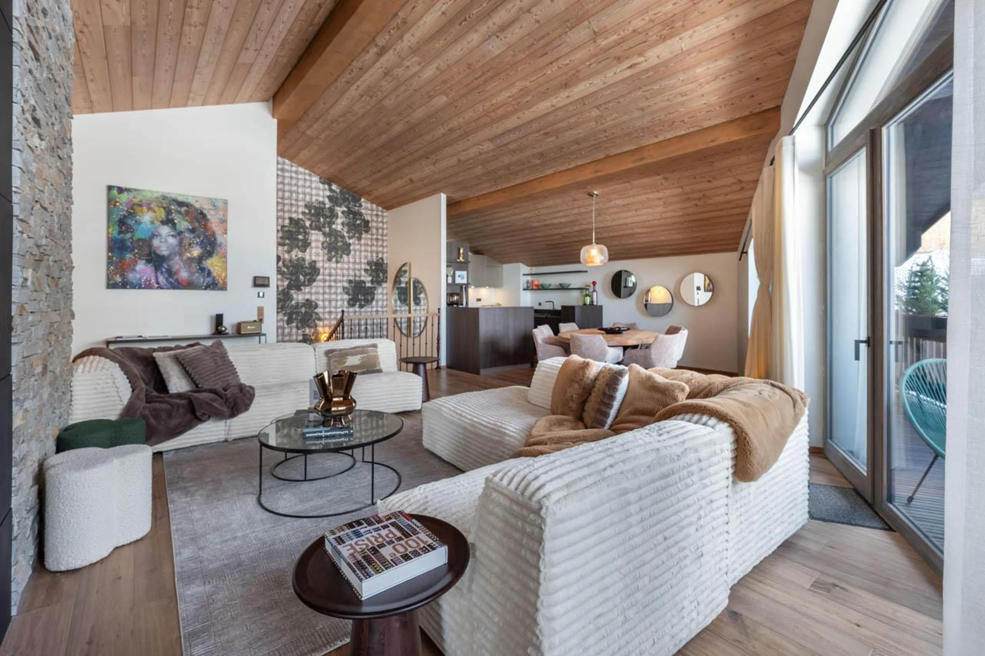 Open-plan living space at Apartment Tintoretto in Courchevel 1850