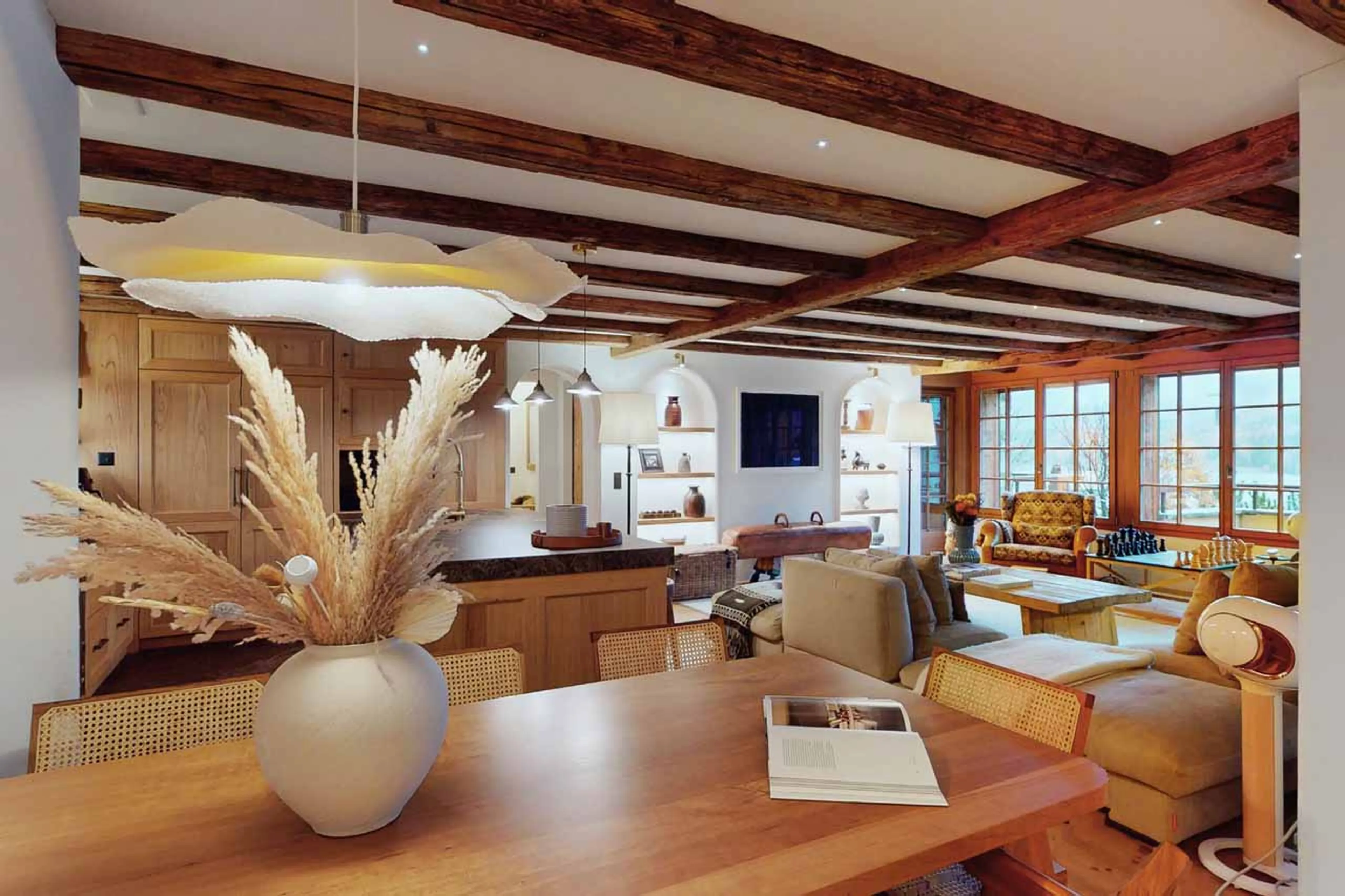Dining area at Chalet Tobias in St Moritz
