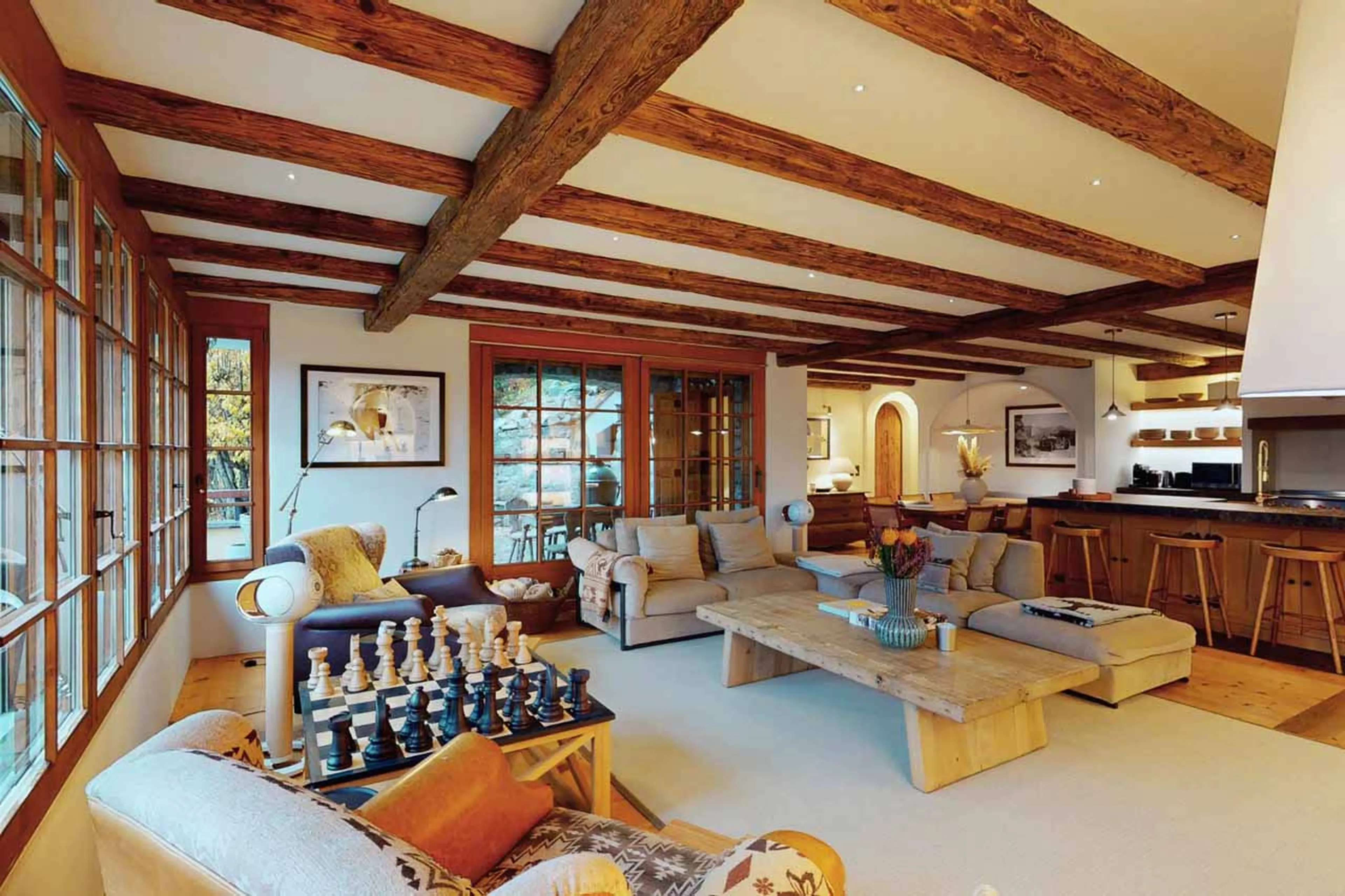 Living area at Chalet Tobias in St Moritz