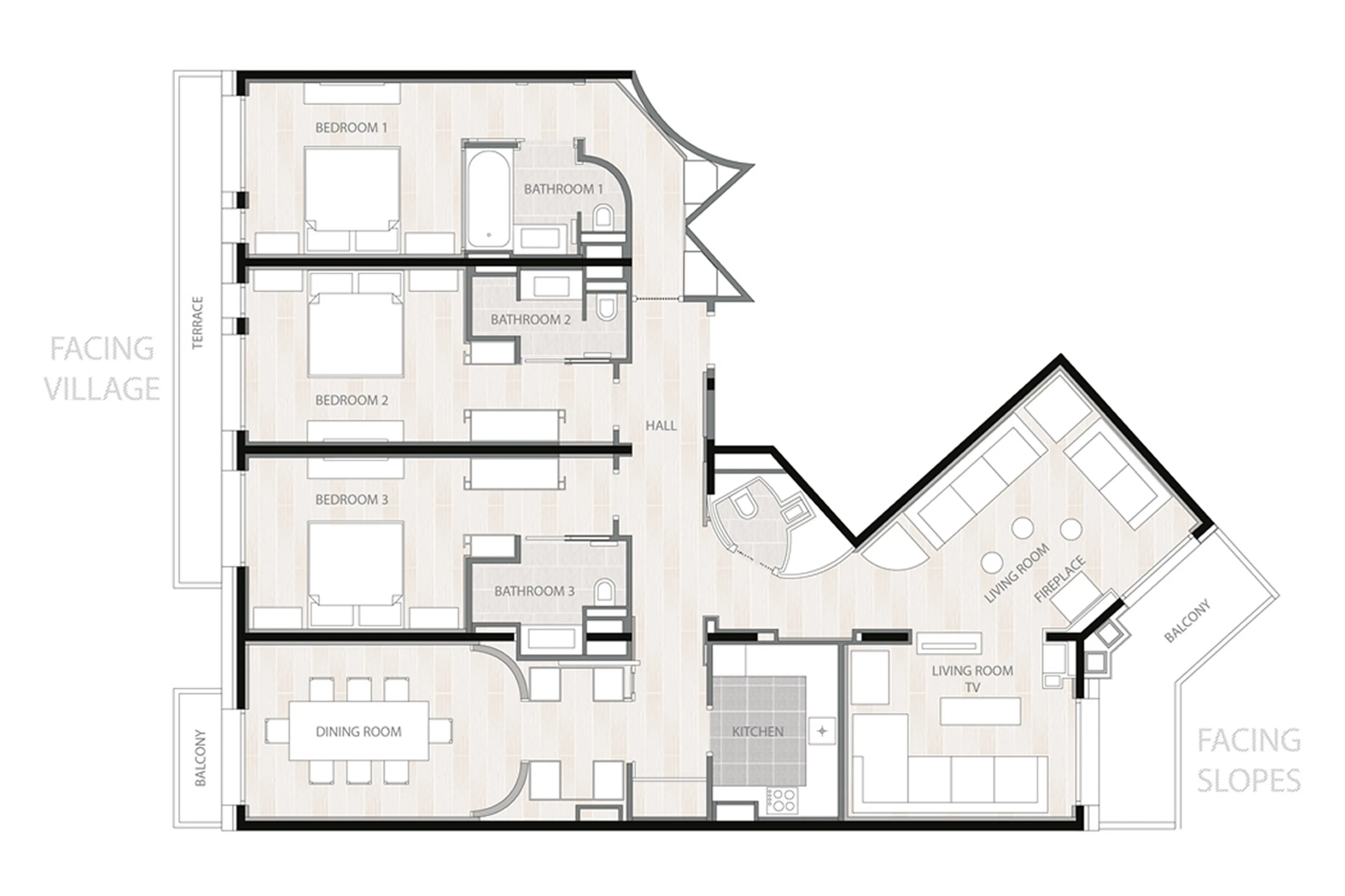 Floor plan of Apartment Topaz in Courchevel 1850