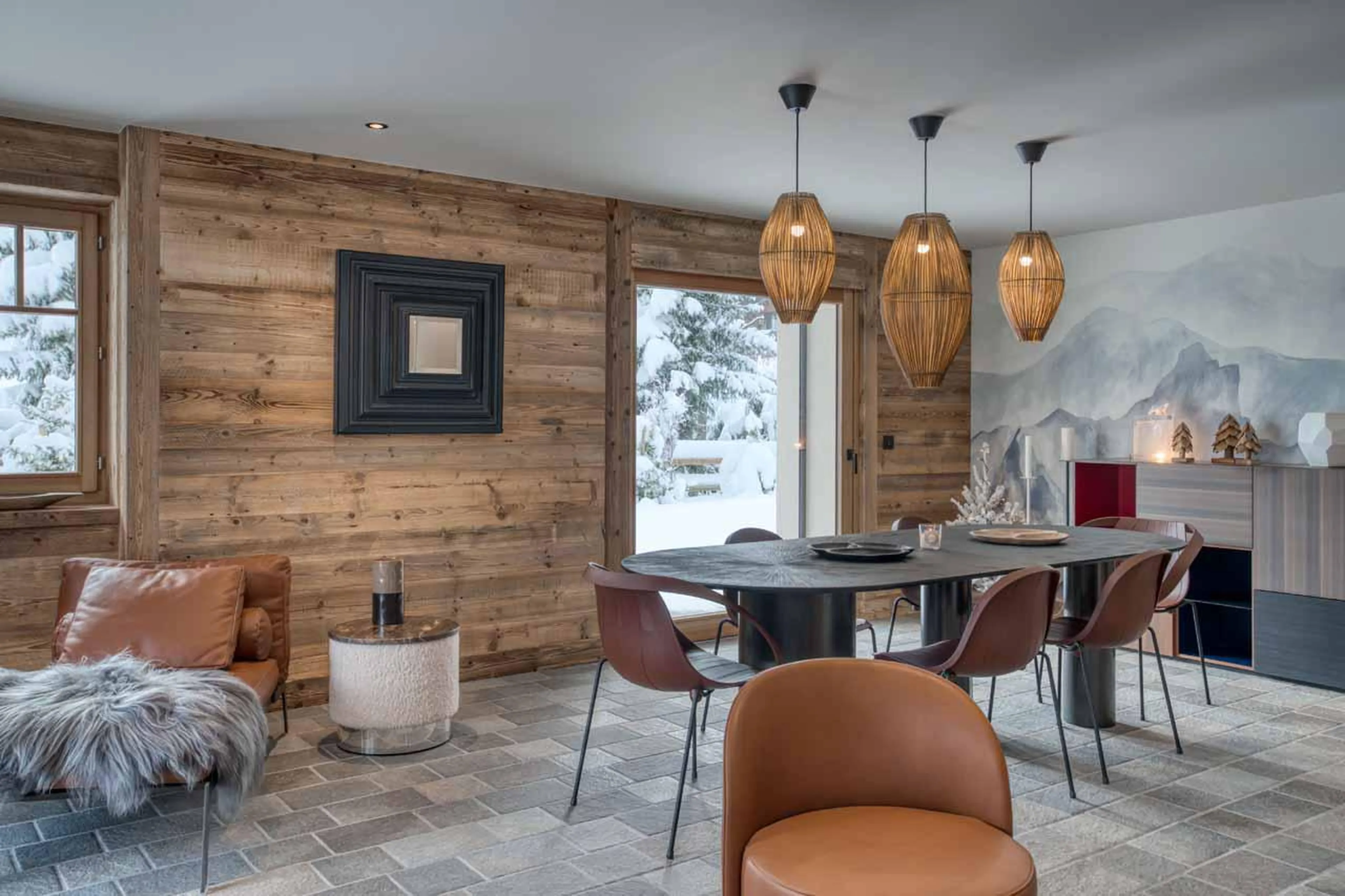 Dining table at Apartment Tourmaline in Megeve