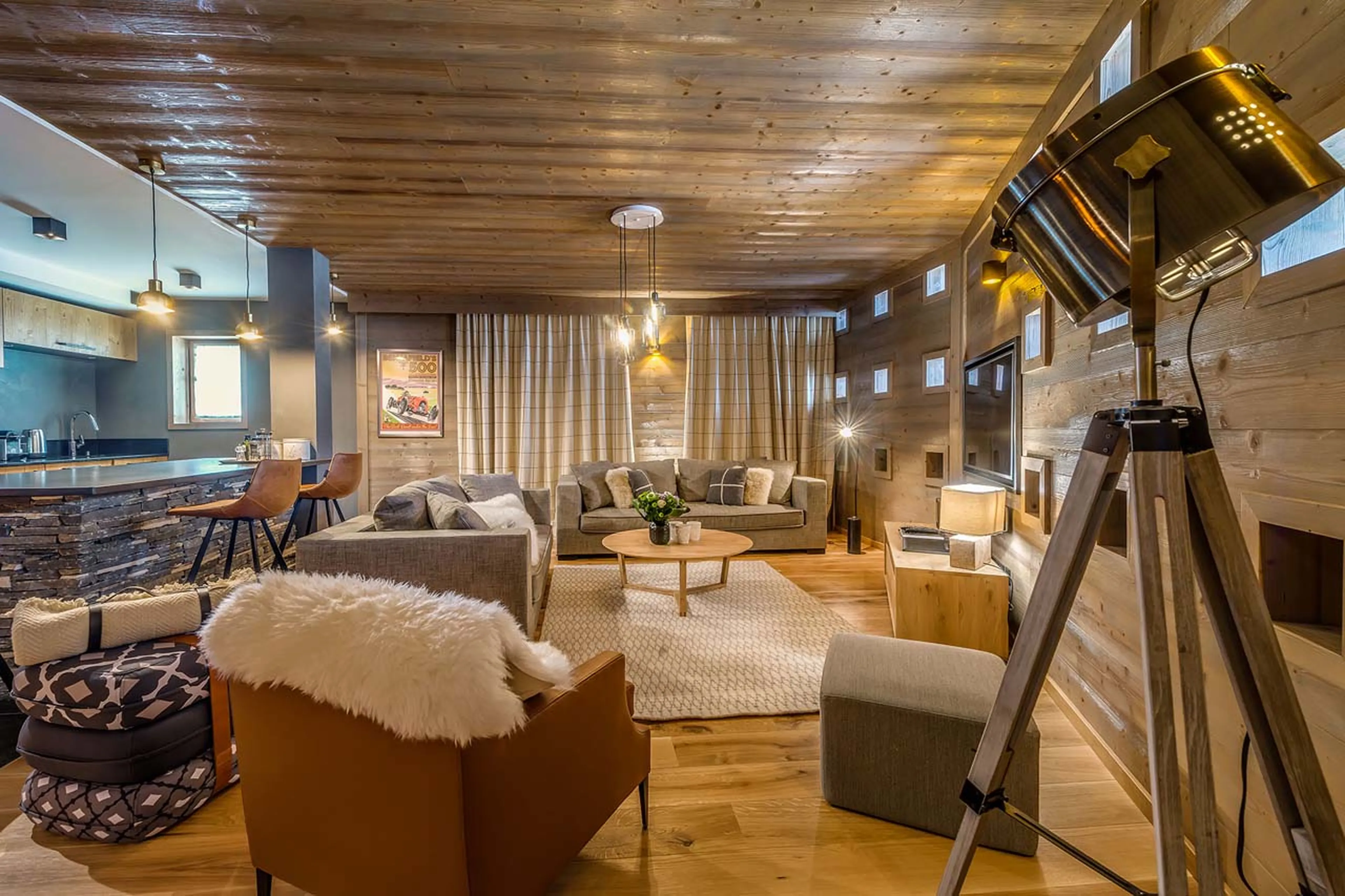 Living area and kitchen at Apartment Tournesol in Val d'Isere