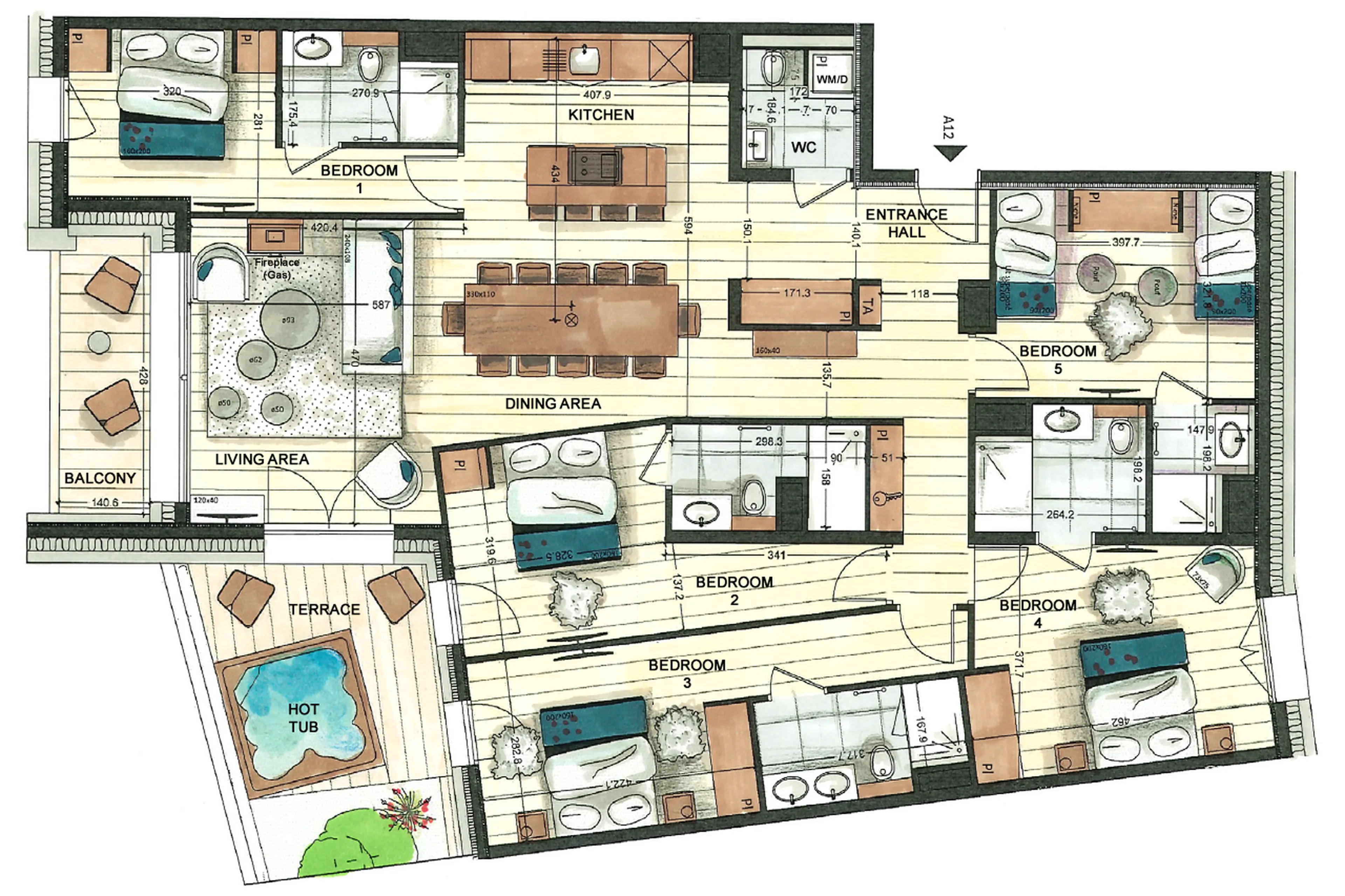 Floor plan of Apartment Vail Lodge A12 in Val d'Isere
