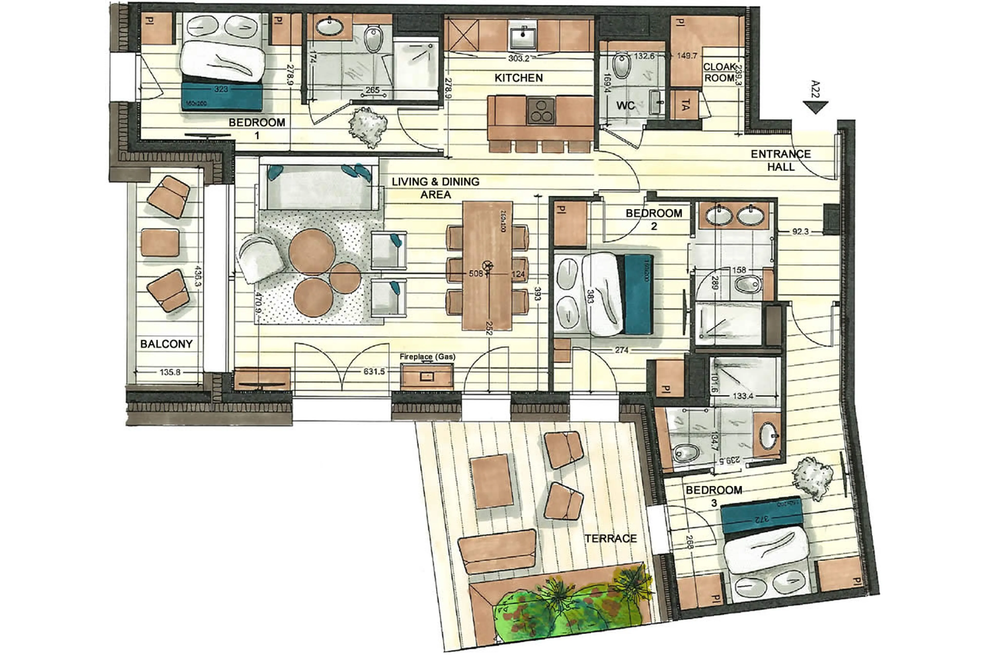 Floor plan of Apartment Vail Lodge A22 in Val d'Isere