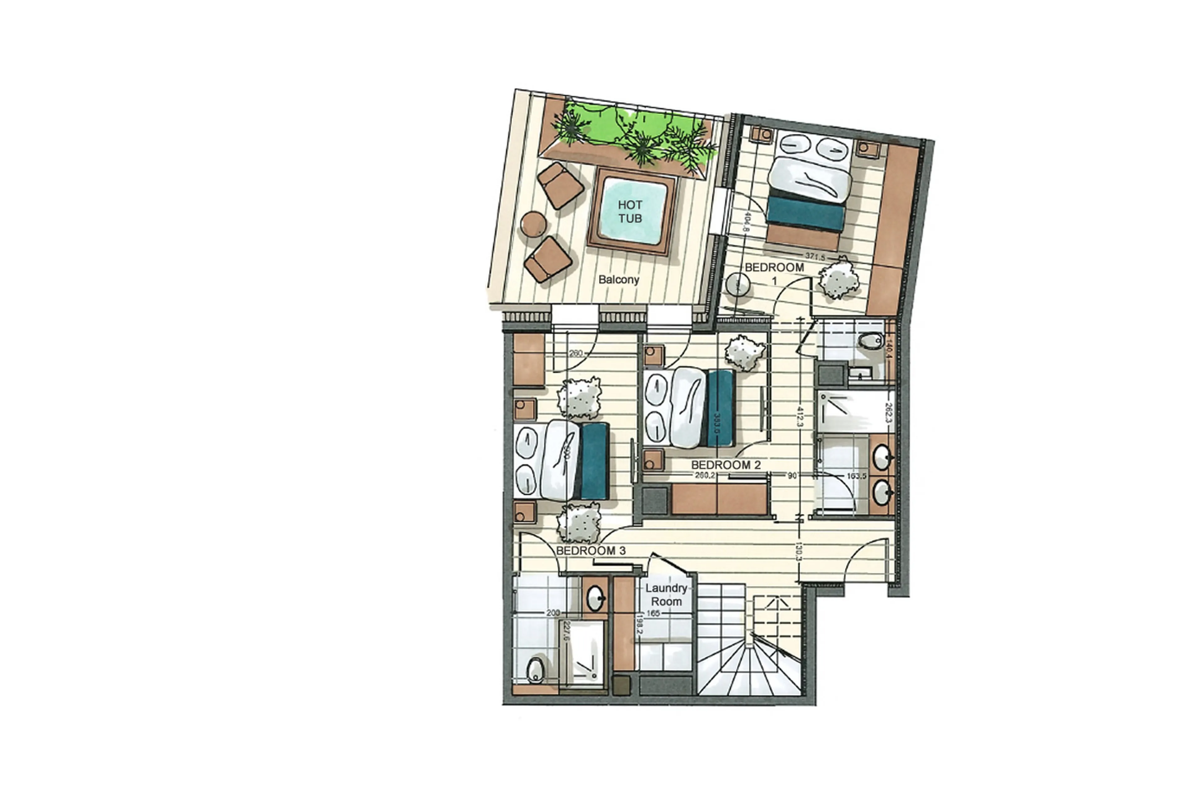 Lower level floor plan of Vail Lodge Apartment B31 in Val d'Isere
