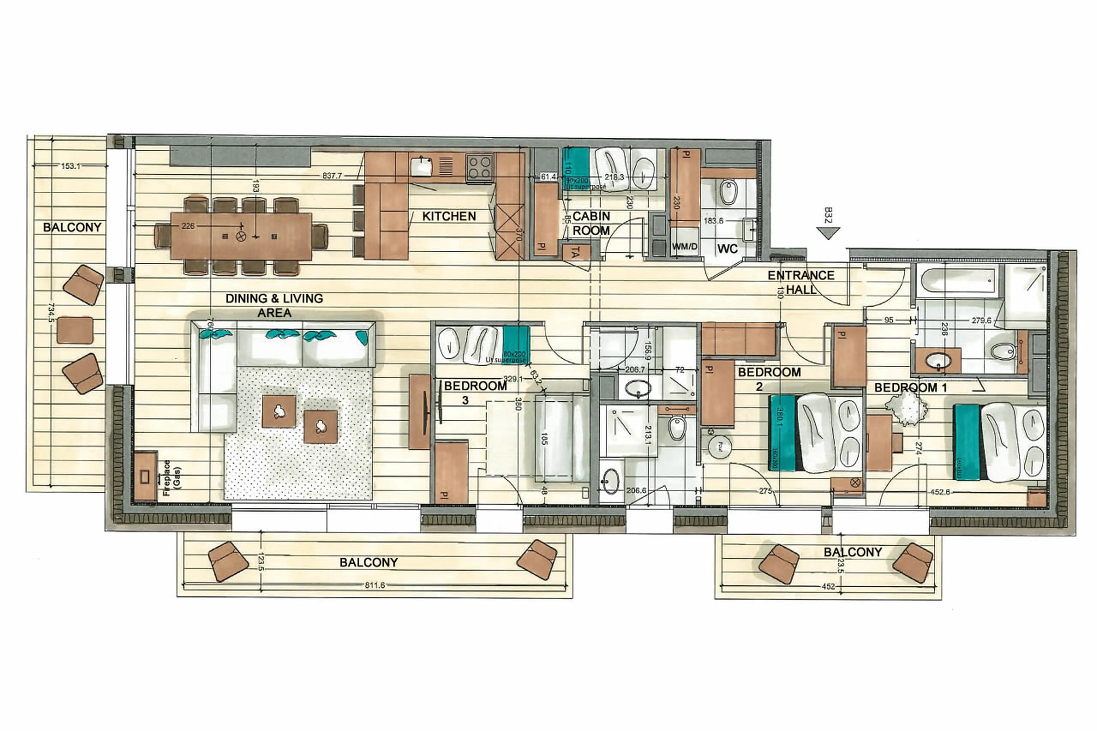 Floor plan for Apartment Vail Lodge B32 in Val d'Isere
