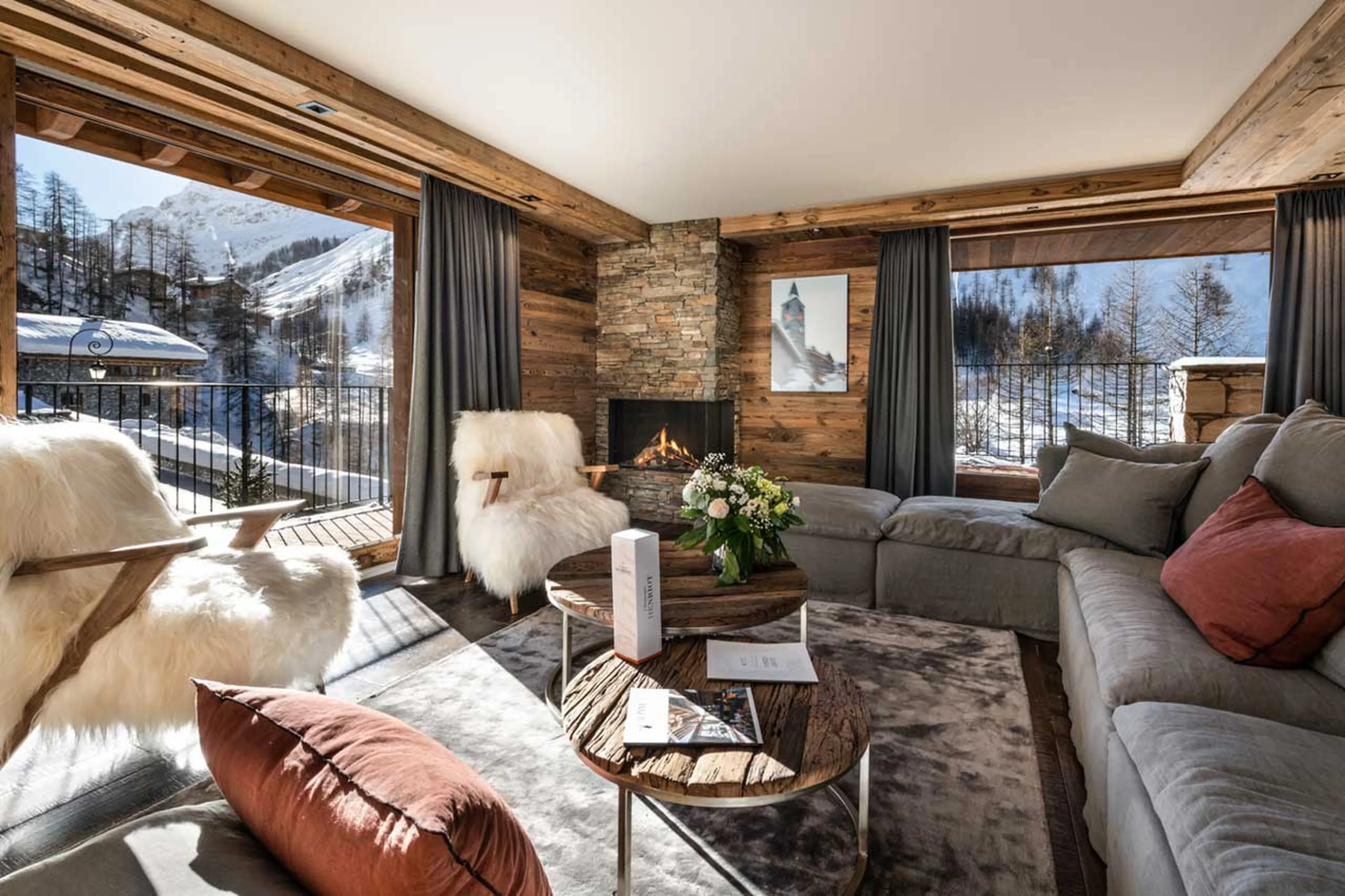 Living area opens out onto a balcony  at Apartment Vail Lodge B32 in Val d'Isere