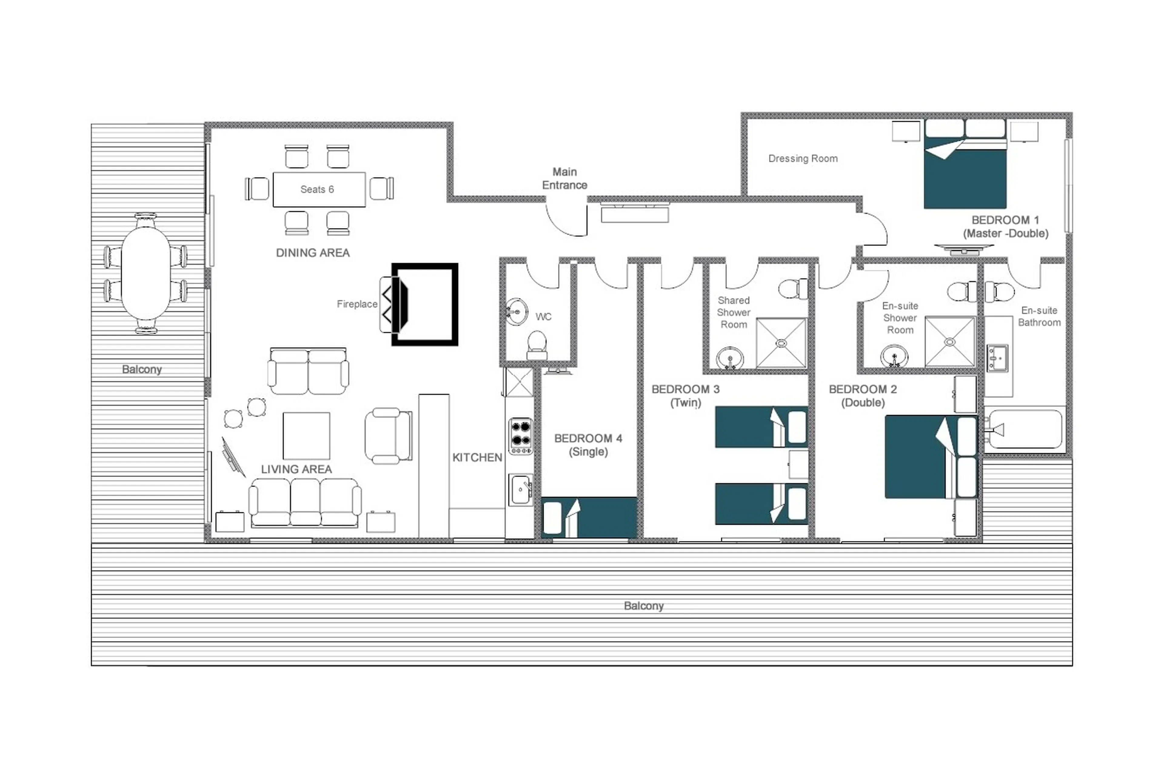 Floor plan of Valentine 211 in Verbier