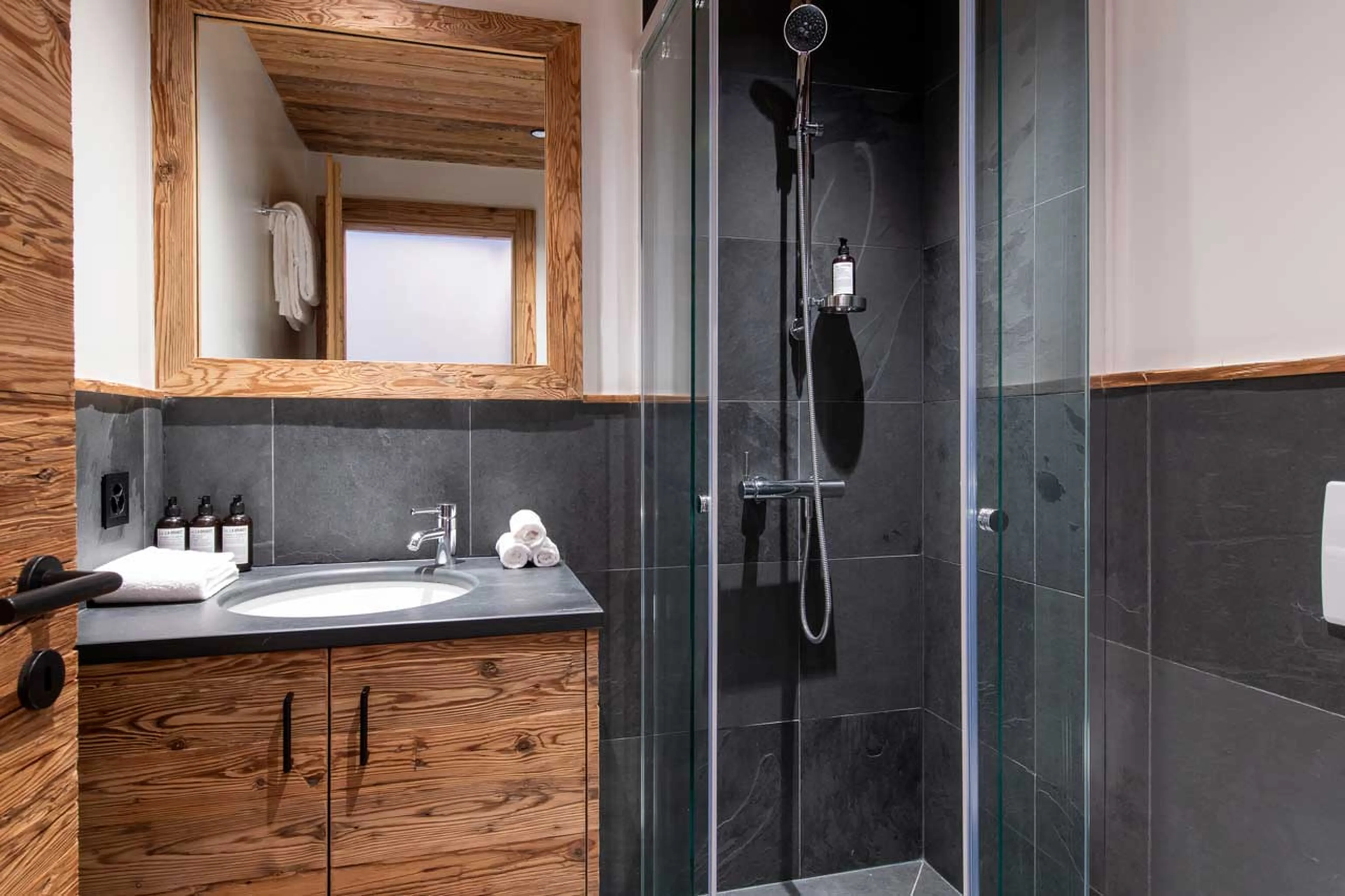 En-suite shower room at Apartment Victoria 111 in Verbier