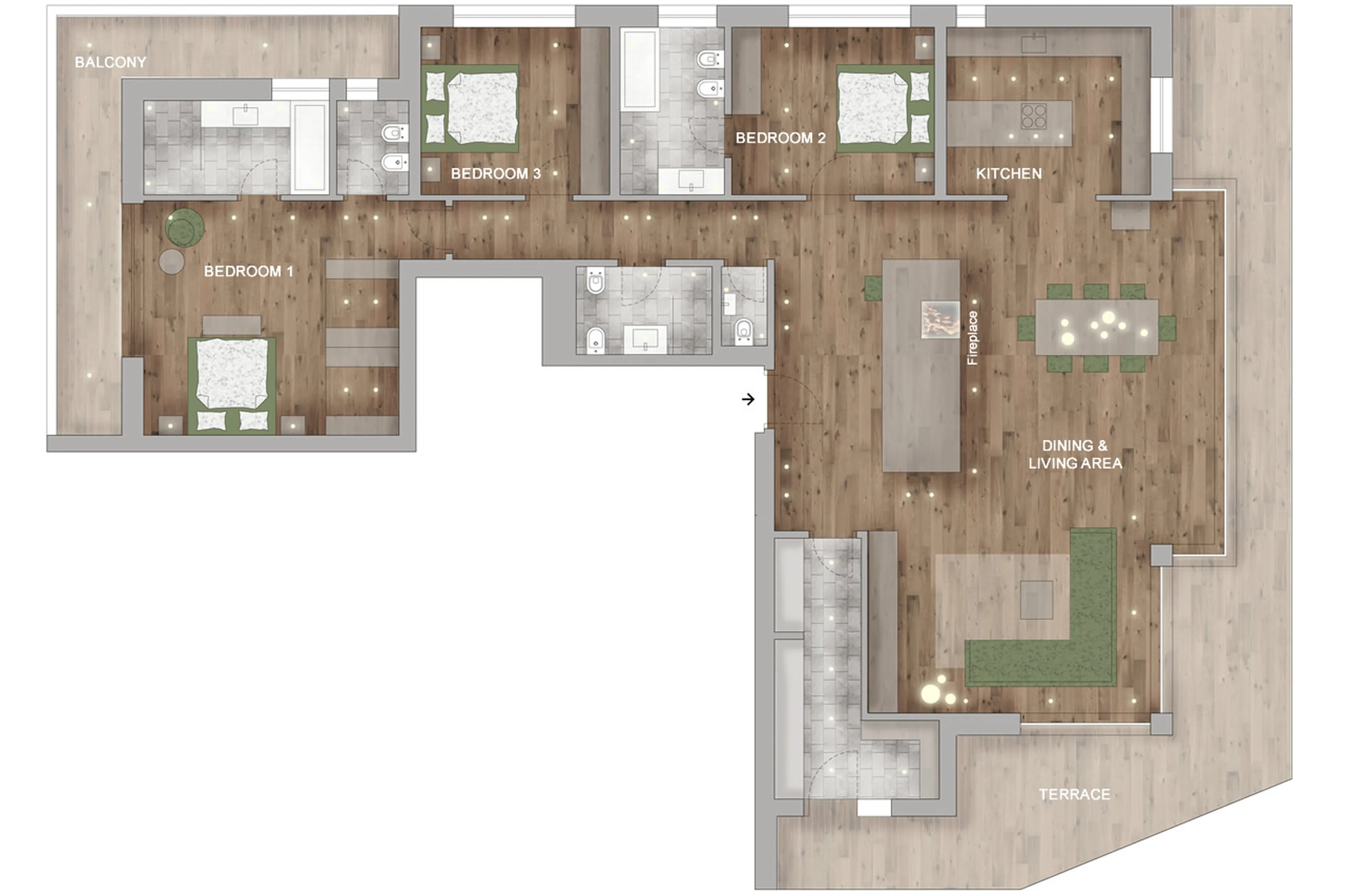 Floor plan of apartment Villa al Sole 204 in Alta Badia