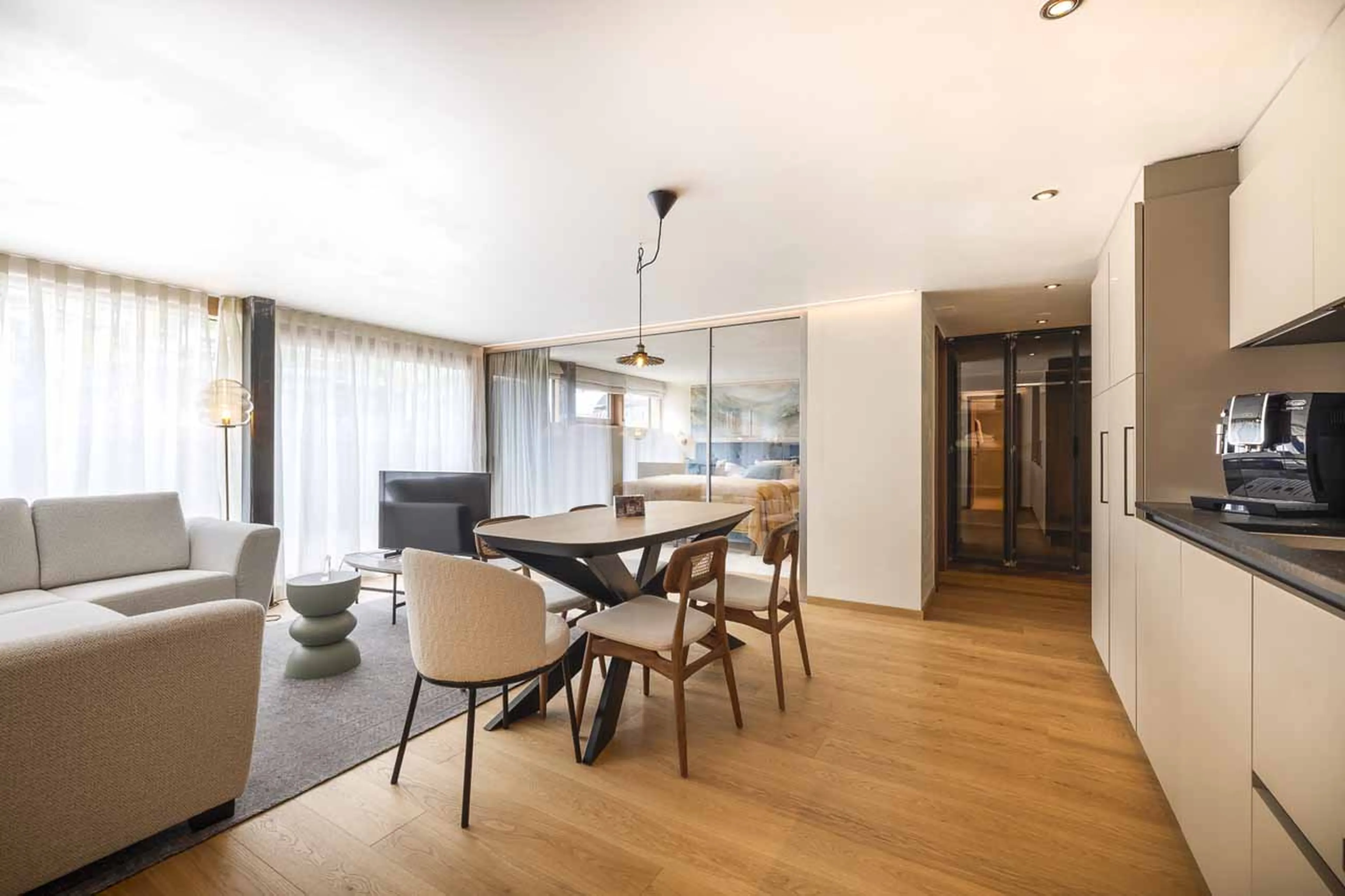 living area overview at Apartment Wild Heart in Zermatt