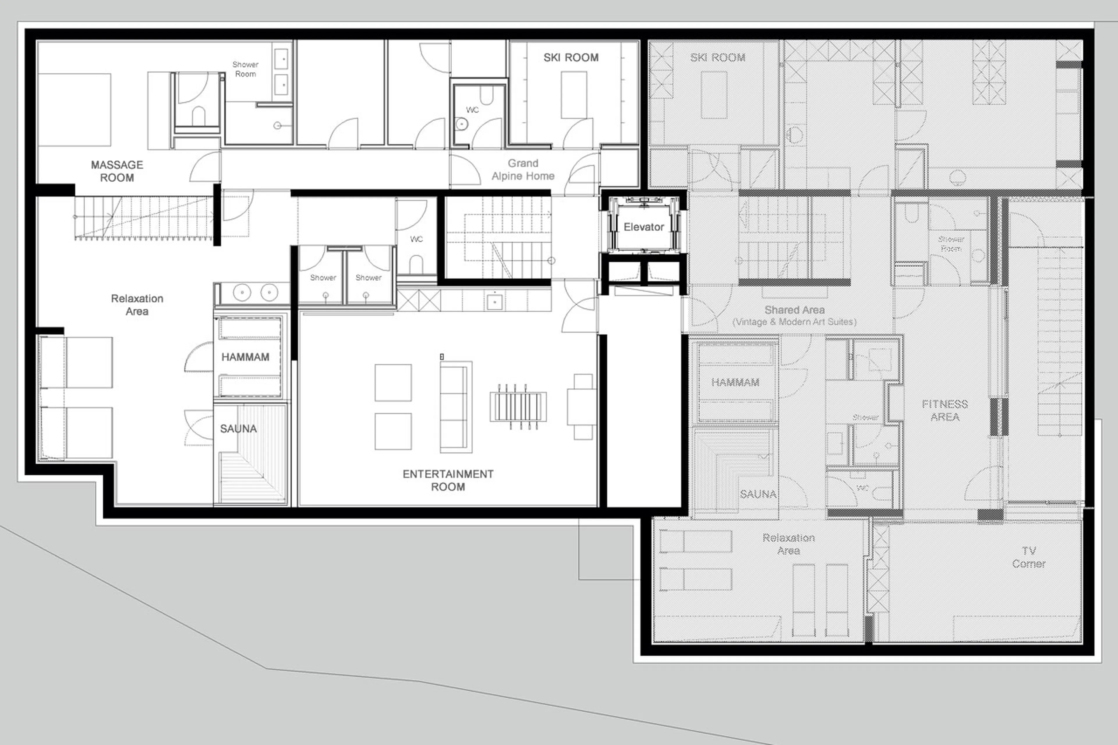 Level -1 floor plan of Arla Grand Alpine Home in Lech