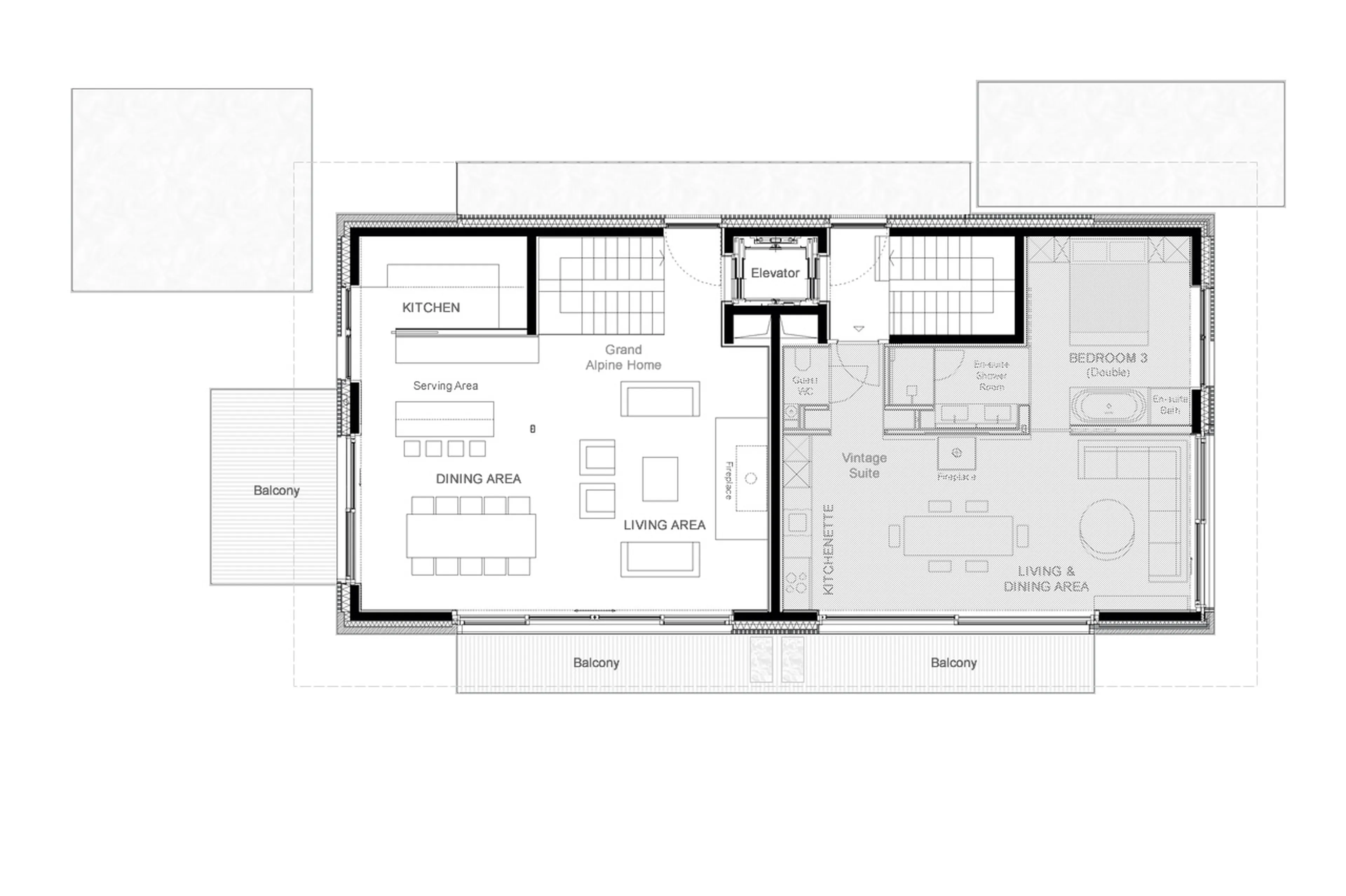 Level 1 floor plan of Arla Grand Alpine Home in Lech
