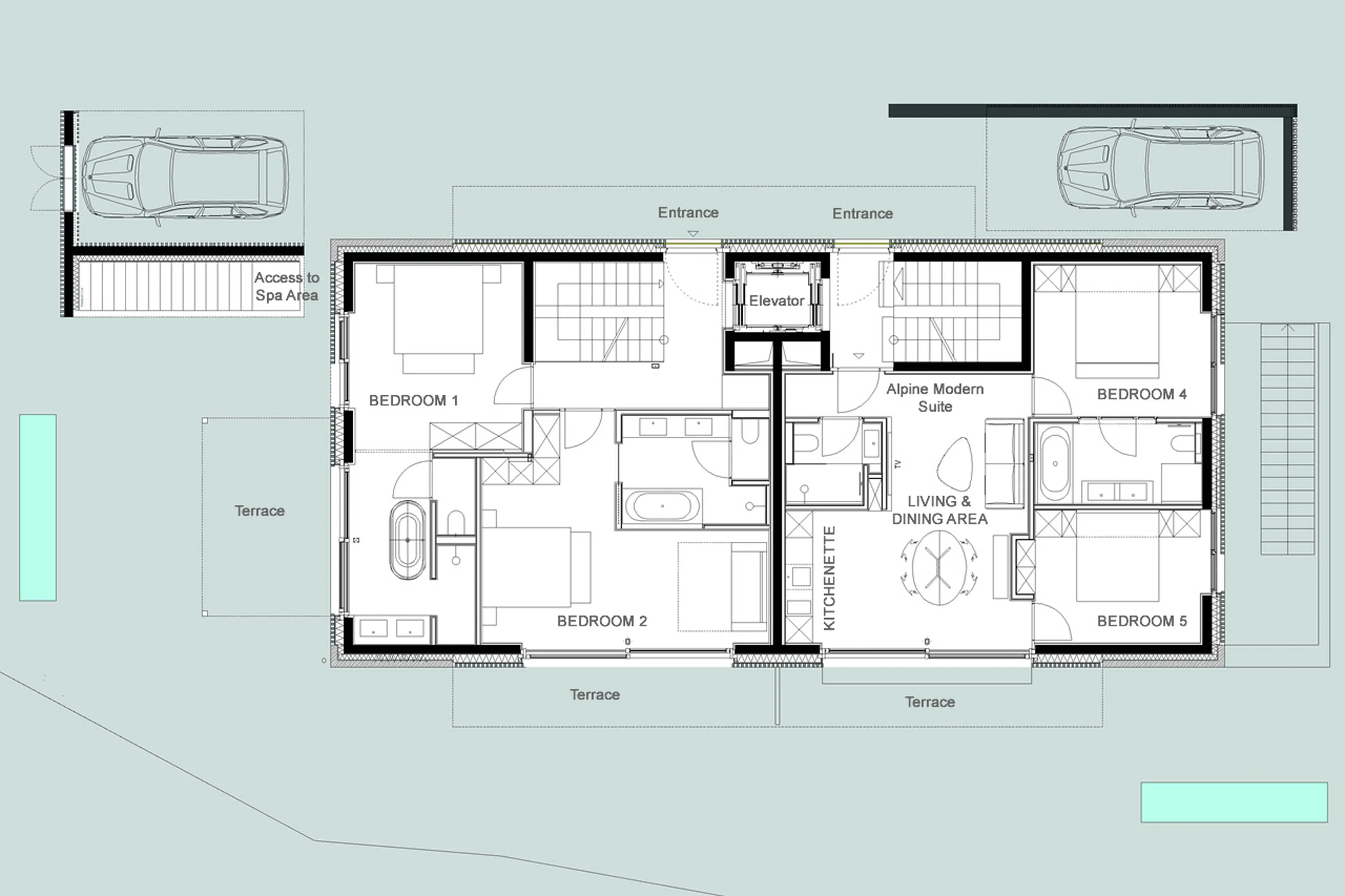 Level 0 floor plan of Arla Luxury Home in Lech