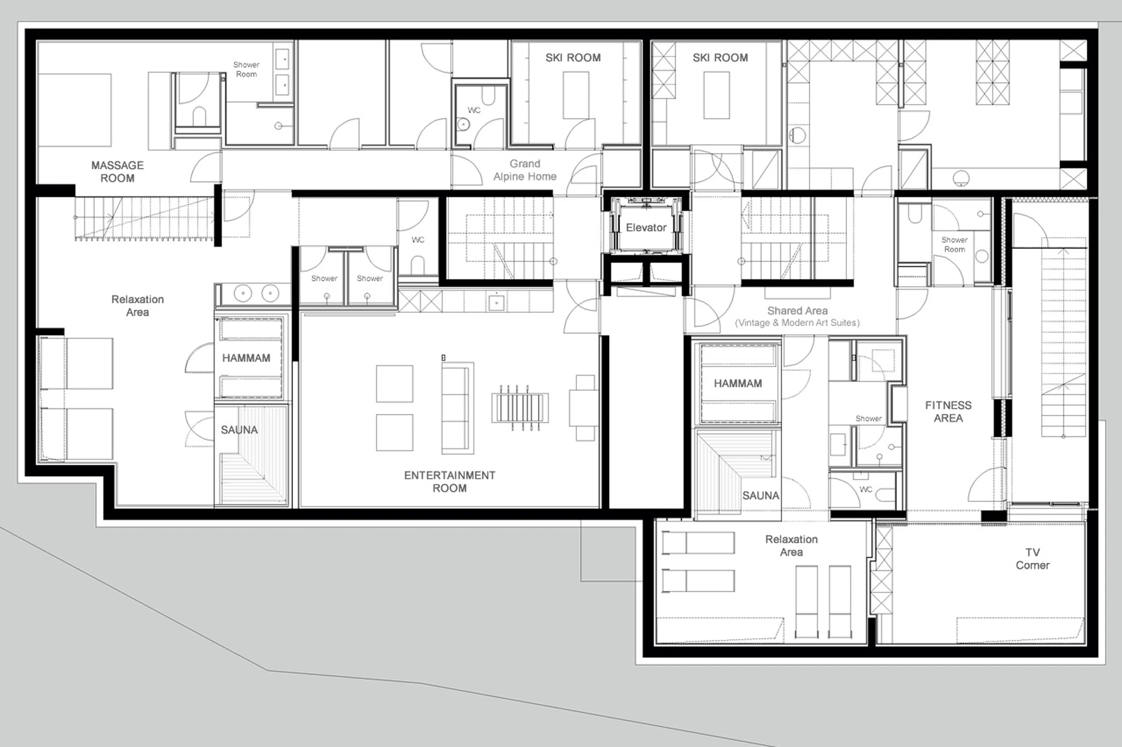 Level -1 floor plan of Arla Luxury Home in Lech