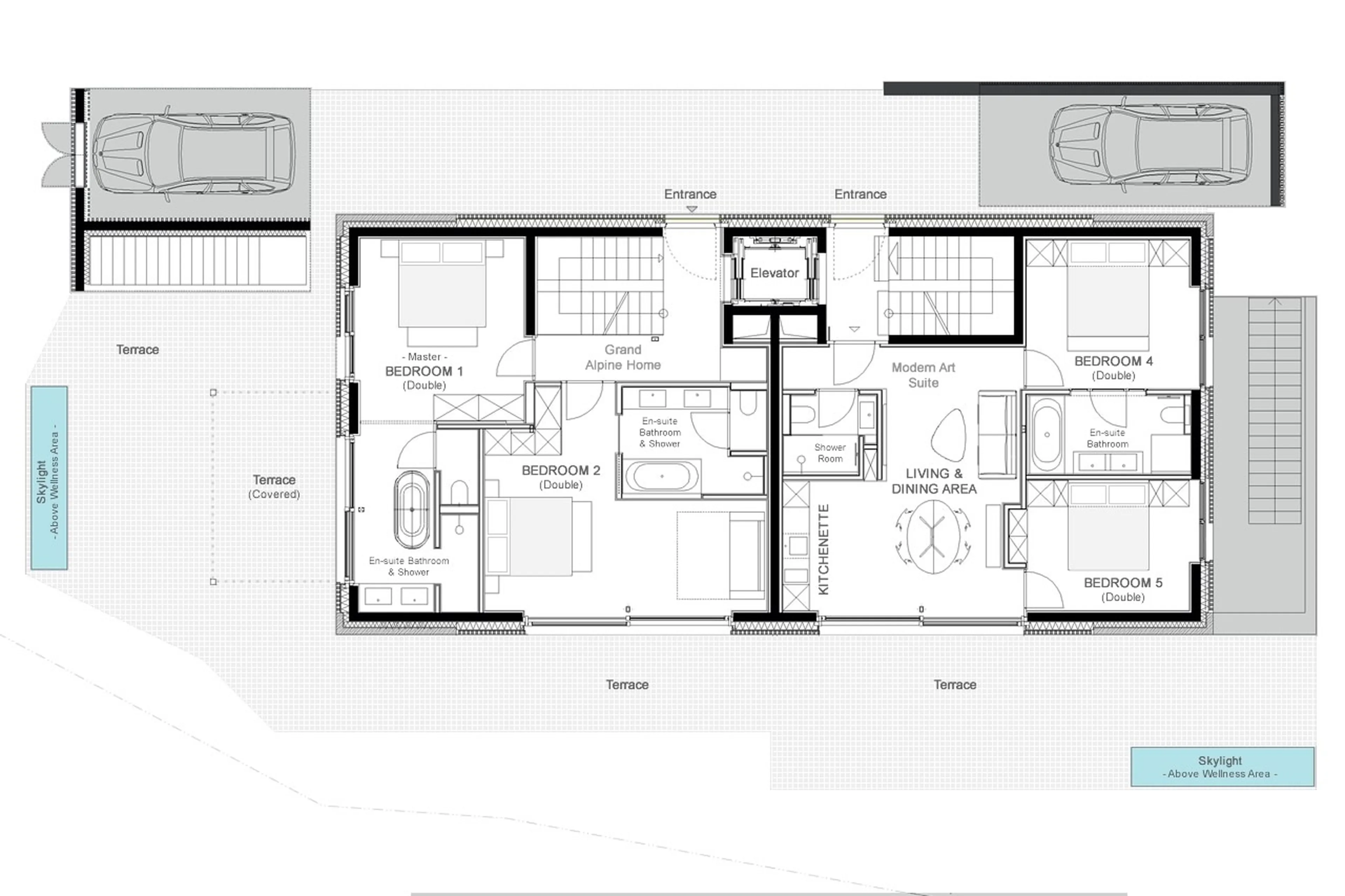 Level 0 floor plan of Arla Luxury Home in Lech