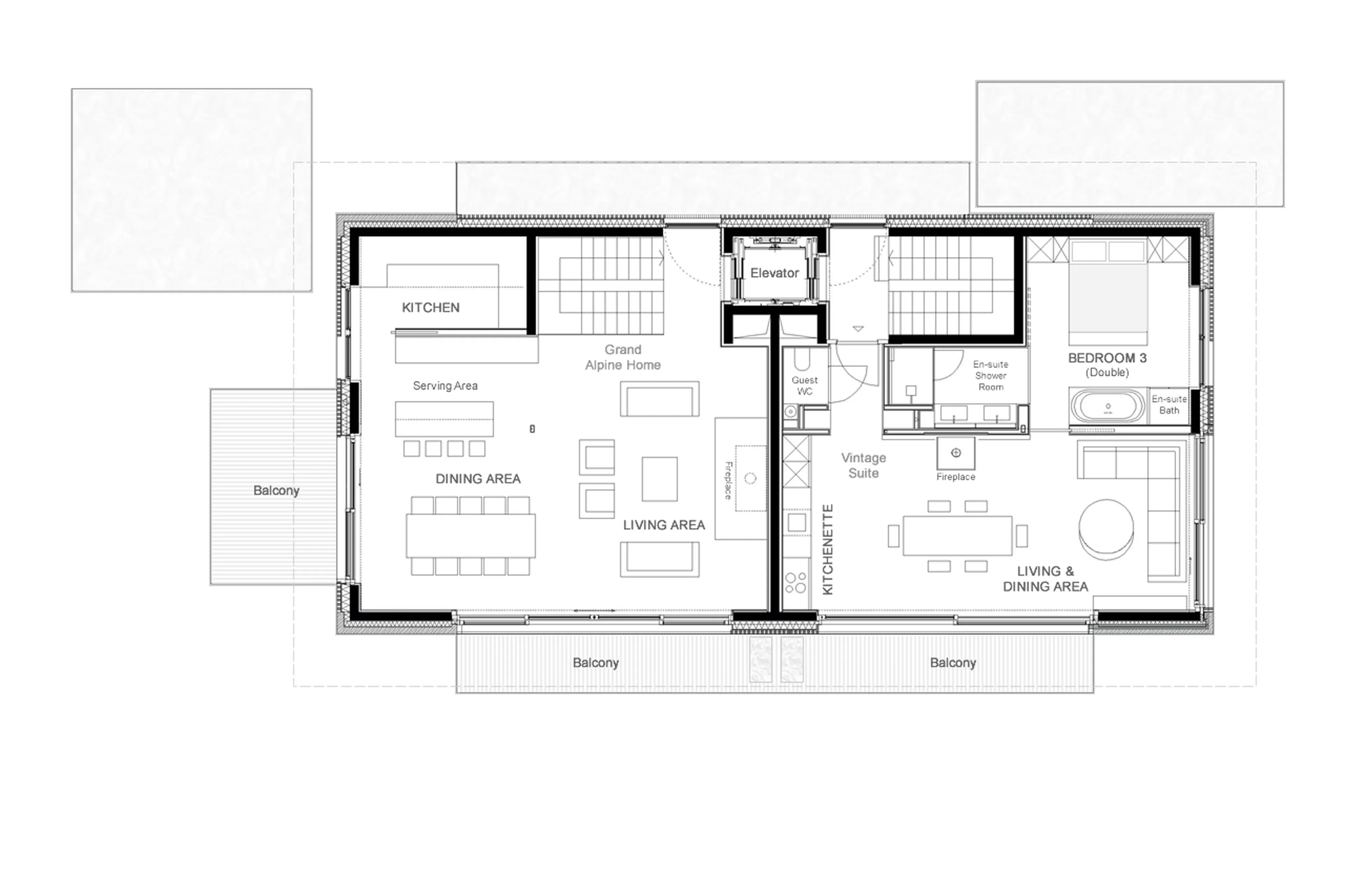 Level 1 floor plan of Arla Luxury Home in Lech