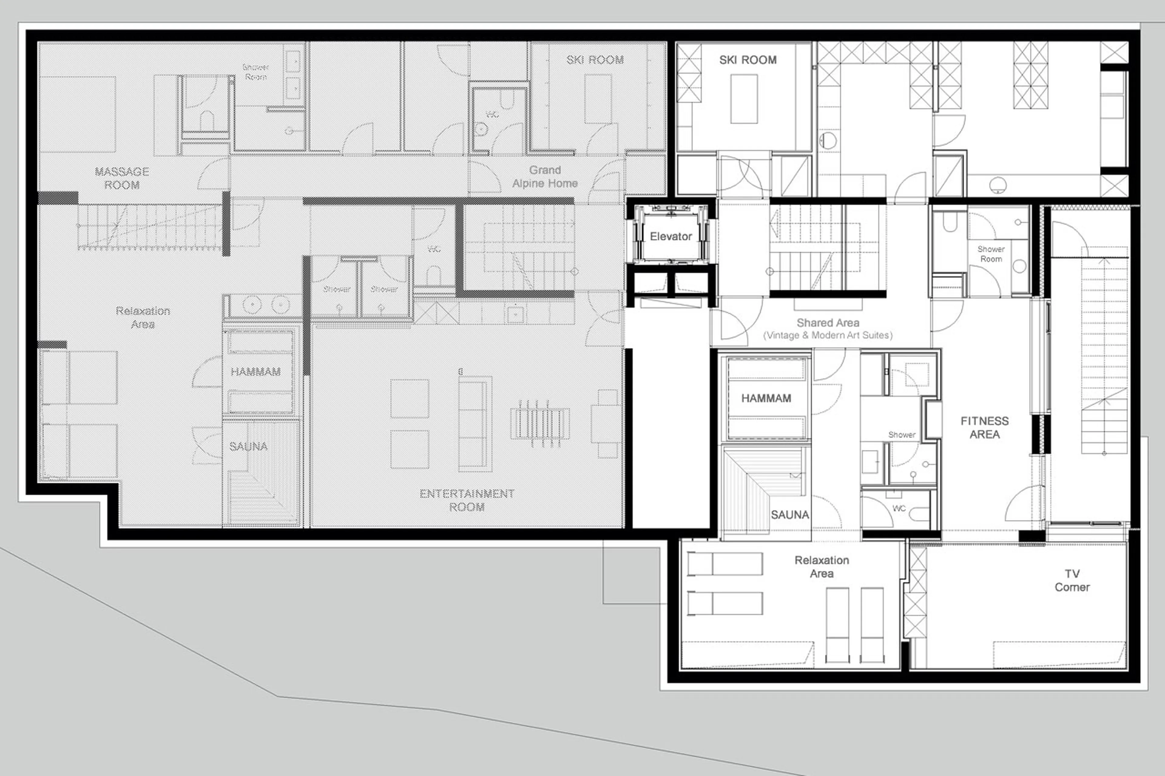 Level -1 floor plan of Arla Vintage Suite in Lech