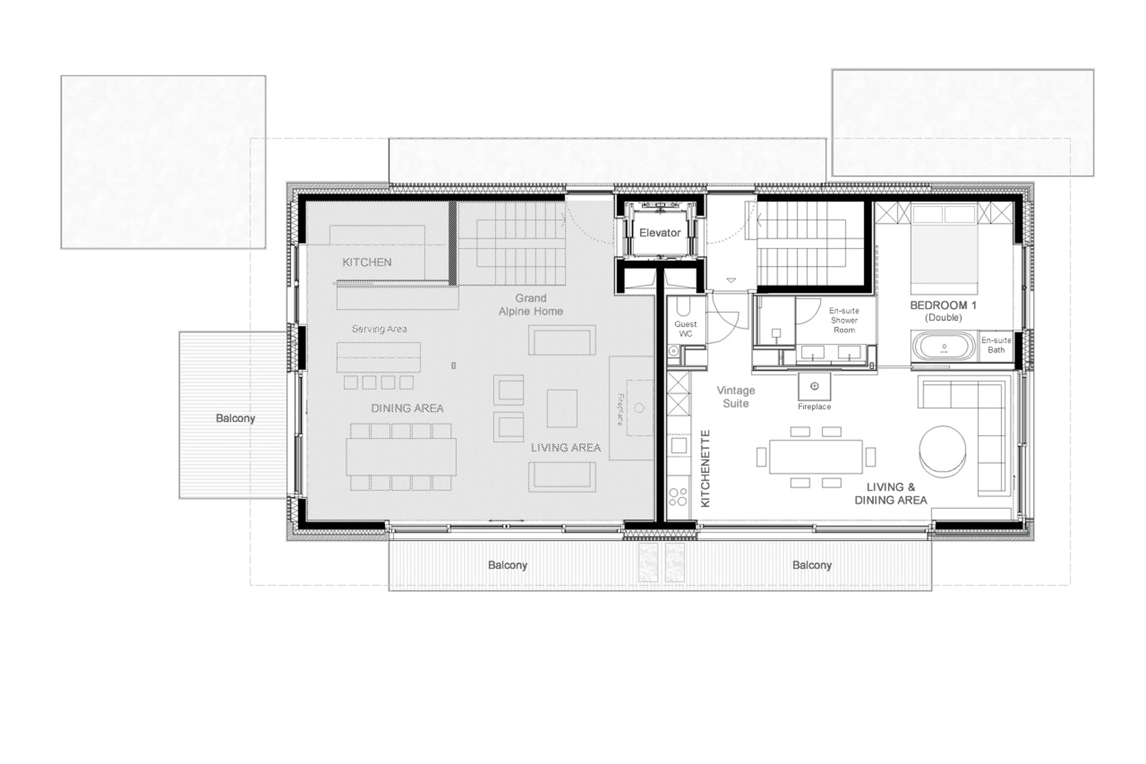 Level 1 floor plan of Arla Vintage Suite in Lech