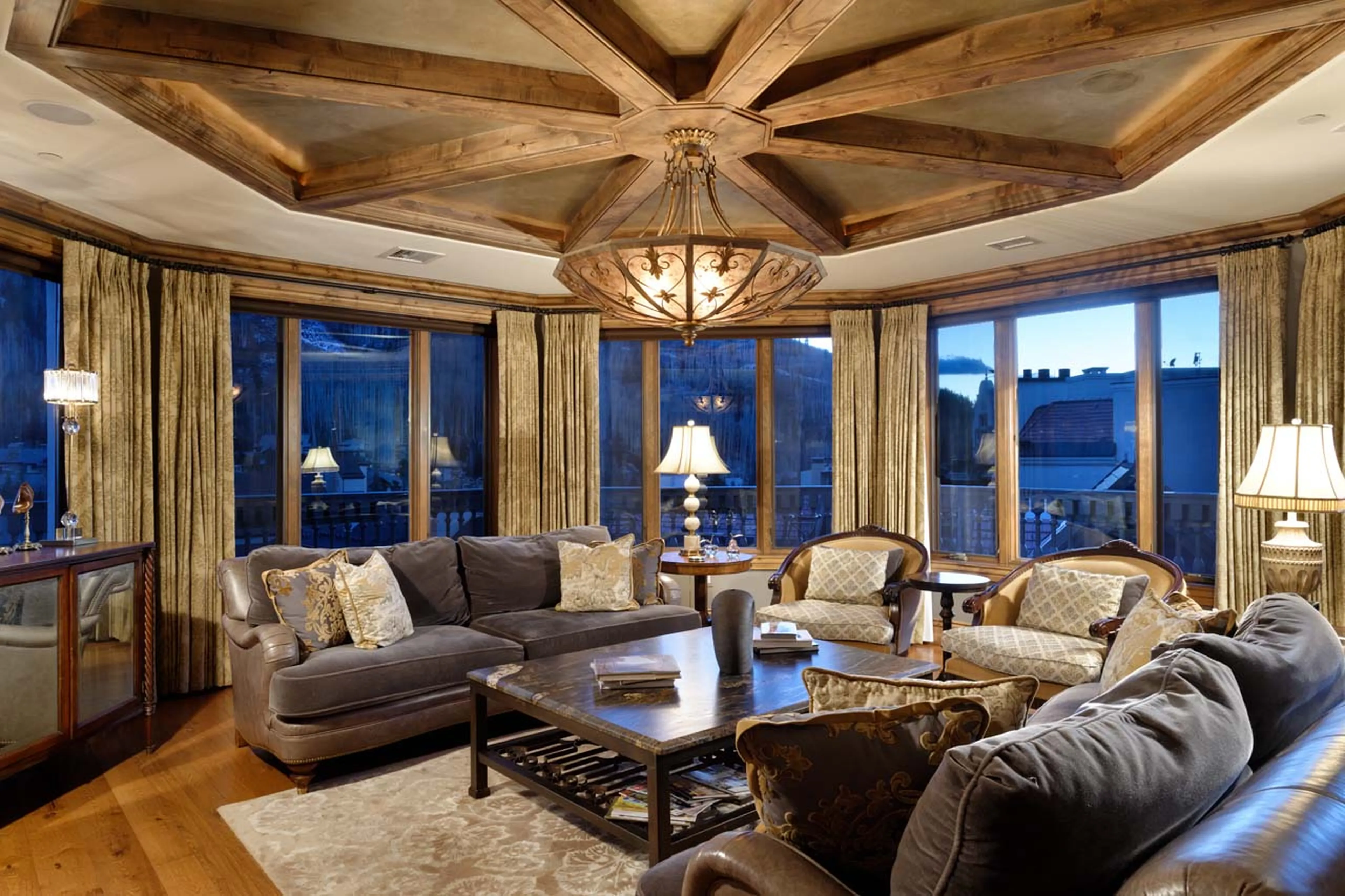 Living room seating area at Arrabelle Chalet in Vail