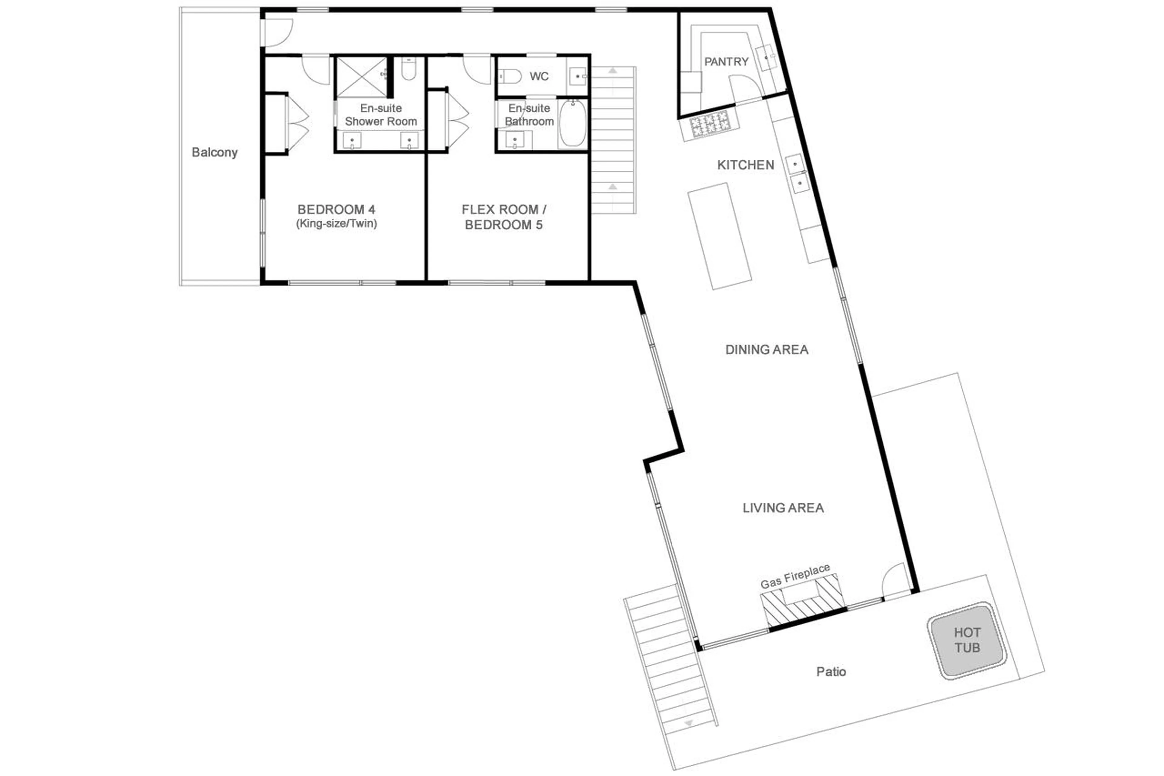 Level 1 floor plan of Arrowhead Lodge in Revelstoke